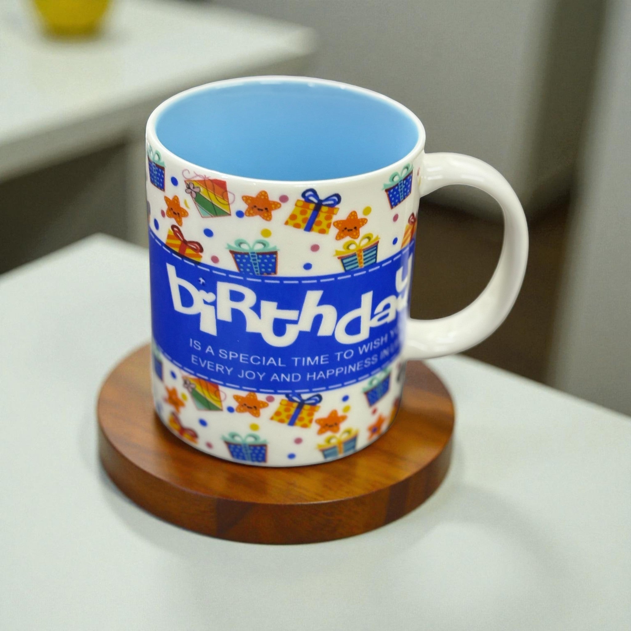 Ceramic Coffee Mug | Happy Bithday Handcrafted Mug for Tea, Coffee & Milk | Stylish & Durable Ceramic Cup for Office, Home & Gifting - 350ml - Apkamart