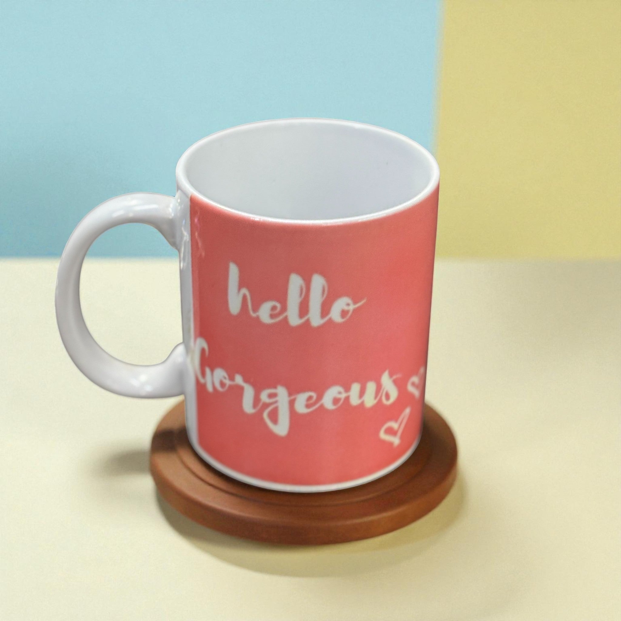 Ceramic Coffee Mug | Hello Gorgeous | Premium Handcrafted Mug for Tea, Coffee & Milk | Stylish & Durable Ceramic Cup for Office, Home & Gifting - 350ml - Apkamart