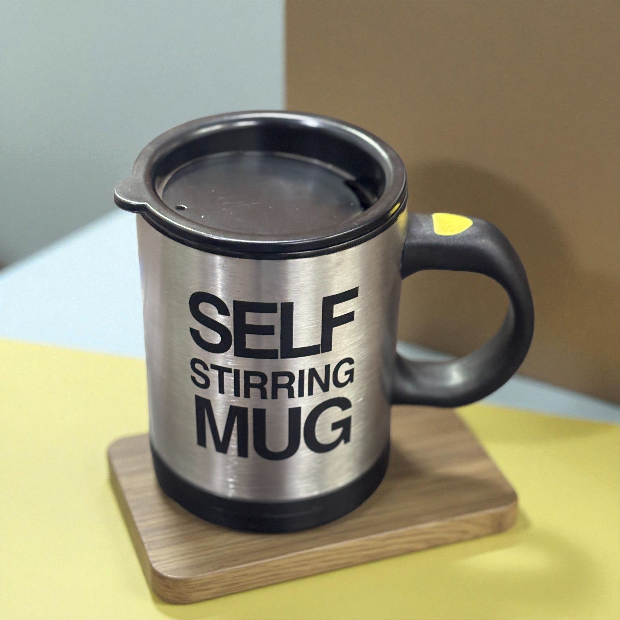 Self-Stirring Coffee Mug with Lid | Automatic Mixing Mug with Battery Operation | Portable Stainless Steel Mug for Coffee, Milk & Beverages – Spill-Proof - 400ml - Apkamart