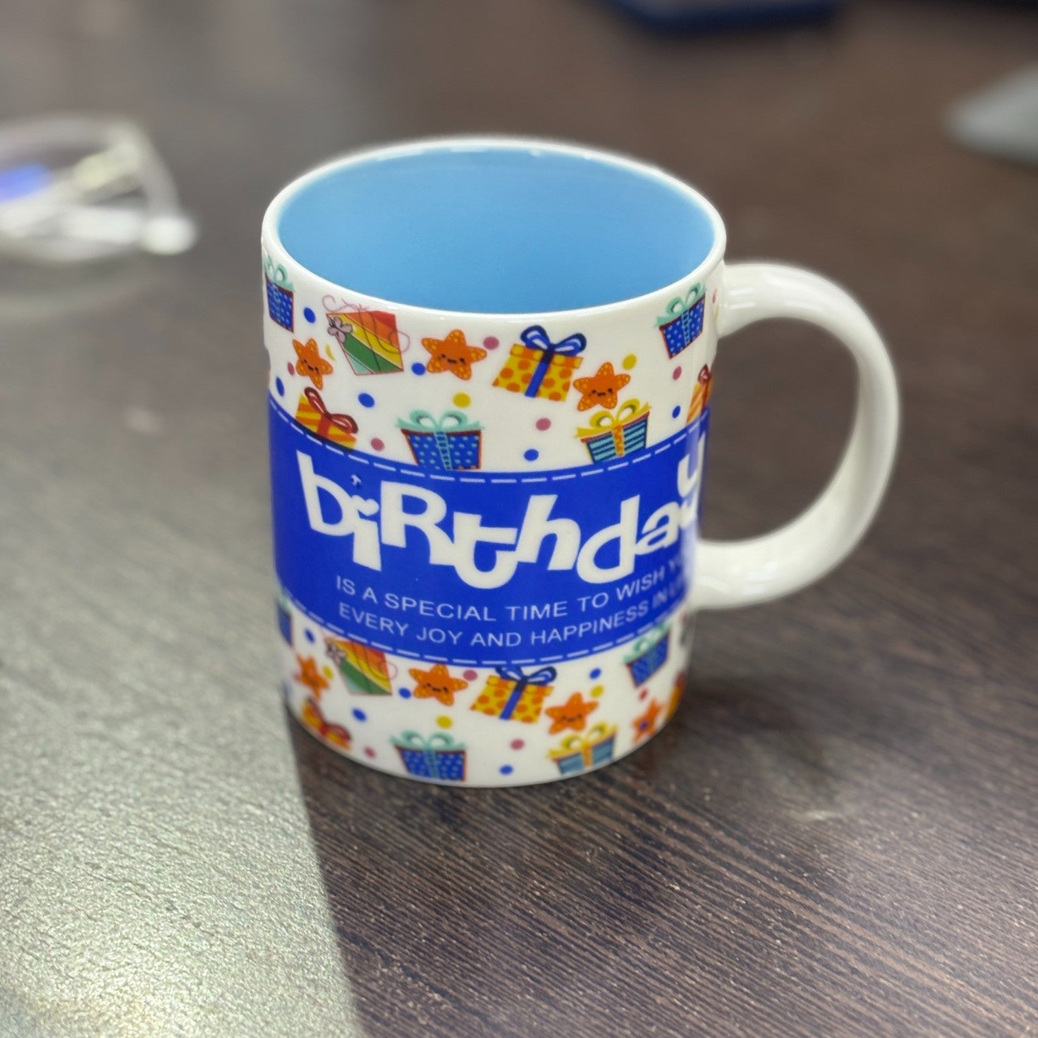 Ceramic Coffee Mug | Happy Bithday Handcrafted Mug for Tea, Coffee & Milk | Stylish & Durable Ceramic Cup for Office, Home & Gifting - 350ml - Apkamart