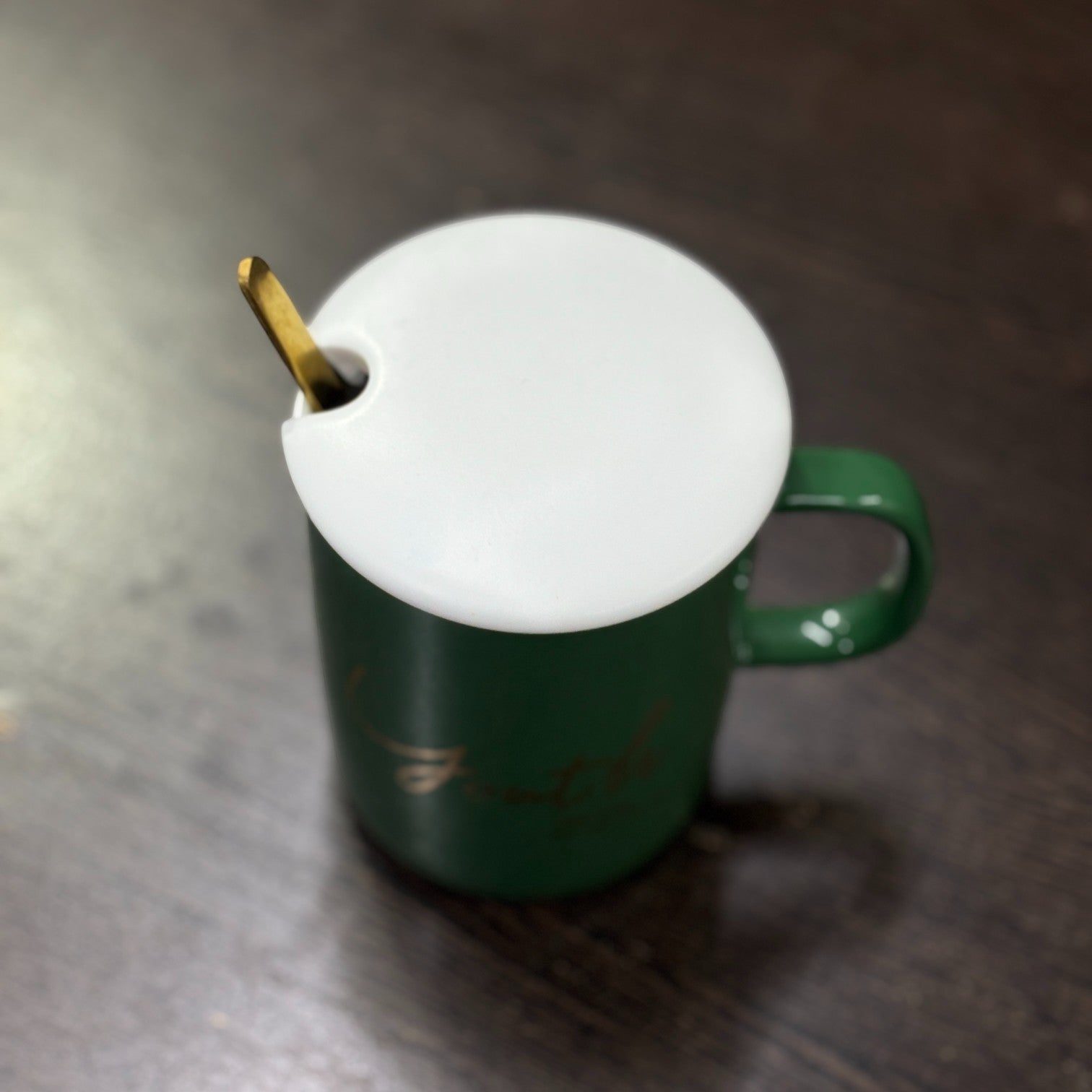 Coffee Mug with Spoon & Lid | Premium Tea & Coffee Cup Set for Home & Office | Stylish Ceramic Mug with Handle & Spoon for Hot & Cold Beverages - 400ml - Apkamart