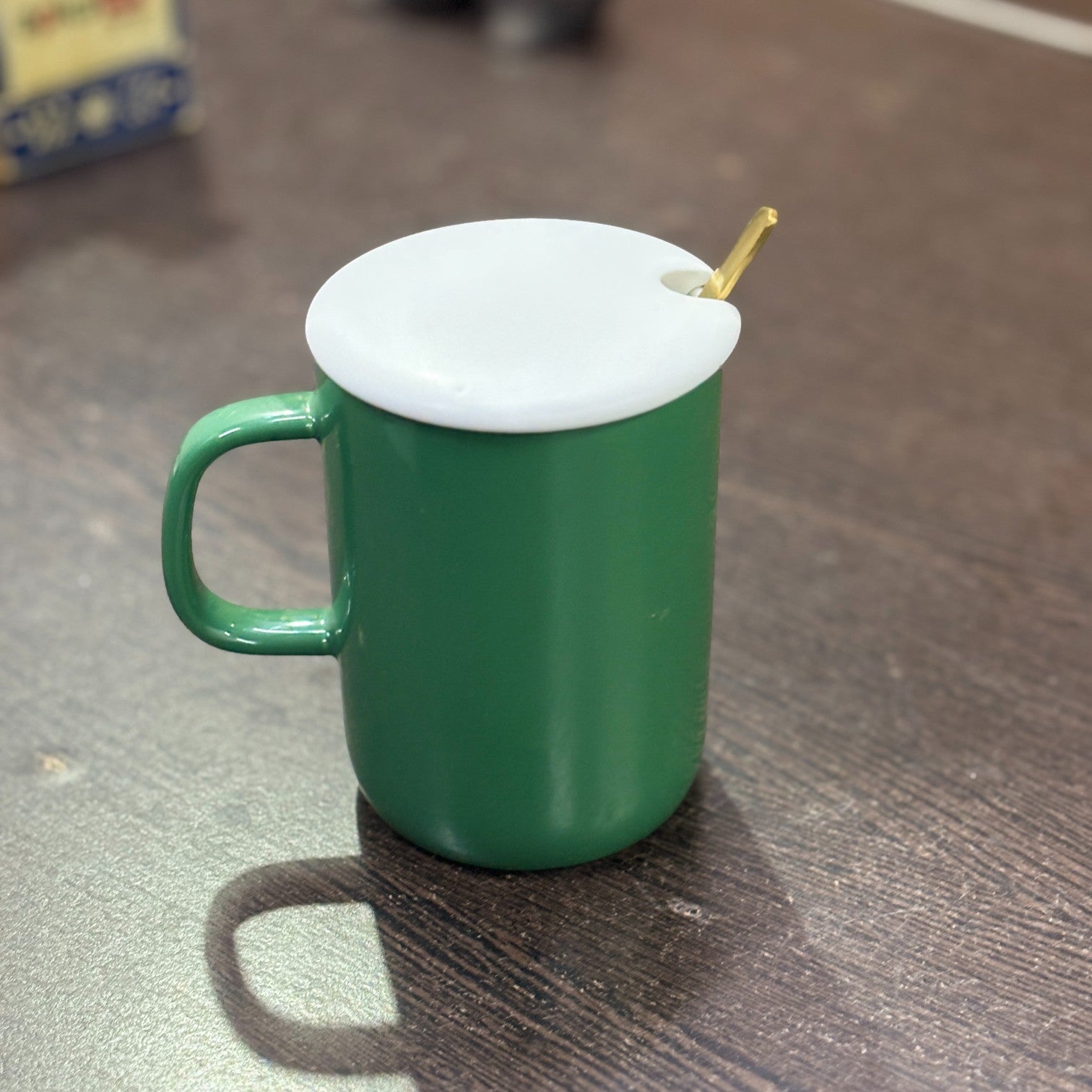 Coffee Mug with Spoon & Lid | Premium Tea & Coffee Cup Set for Home & Office | Stylish Ceramic Mug with Handle & Spoon for Hot & Cold Beverages - 400ml - Apkamart