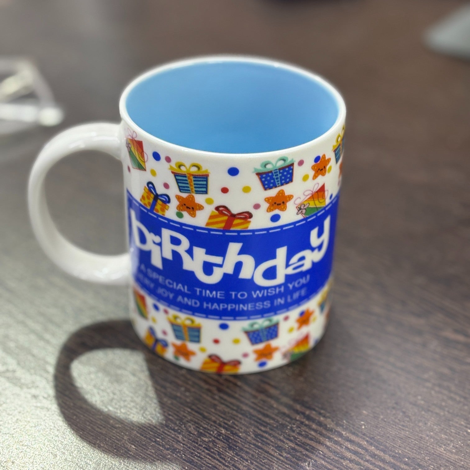 Ceramic Coffee Mug | Happy Bithday Handcrafted Mug for Tea, Coffee & Milk | Stylish & Durable Ceramic Cup for Office, Home & Gifting - 350ml - Apkamart