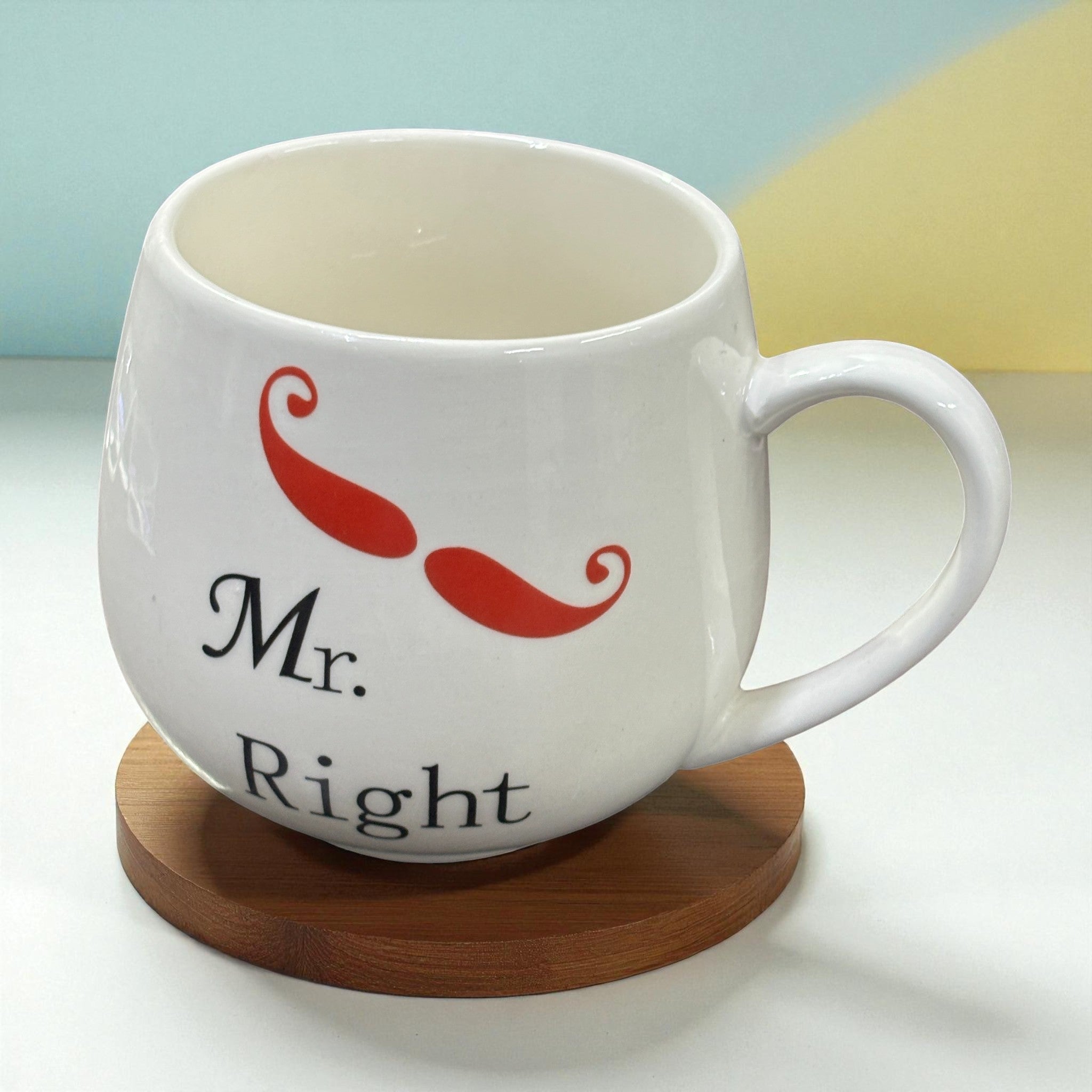 Ceramic Mr. Right Coffee Mug | Premium Handcrafted Mug for Tea, Coffee & Milk | Stylish & Durable Ceramic Cup for Office, Home & Gifting - 350ml - Apkamart
