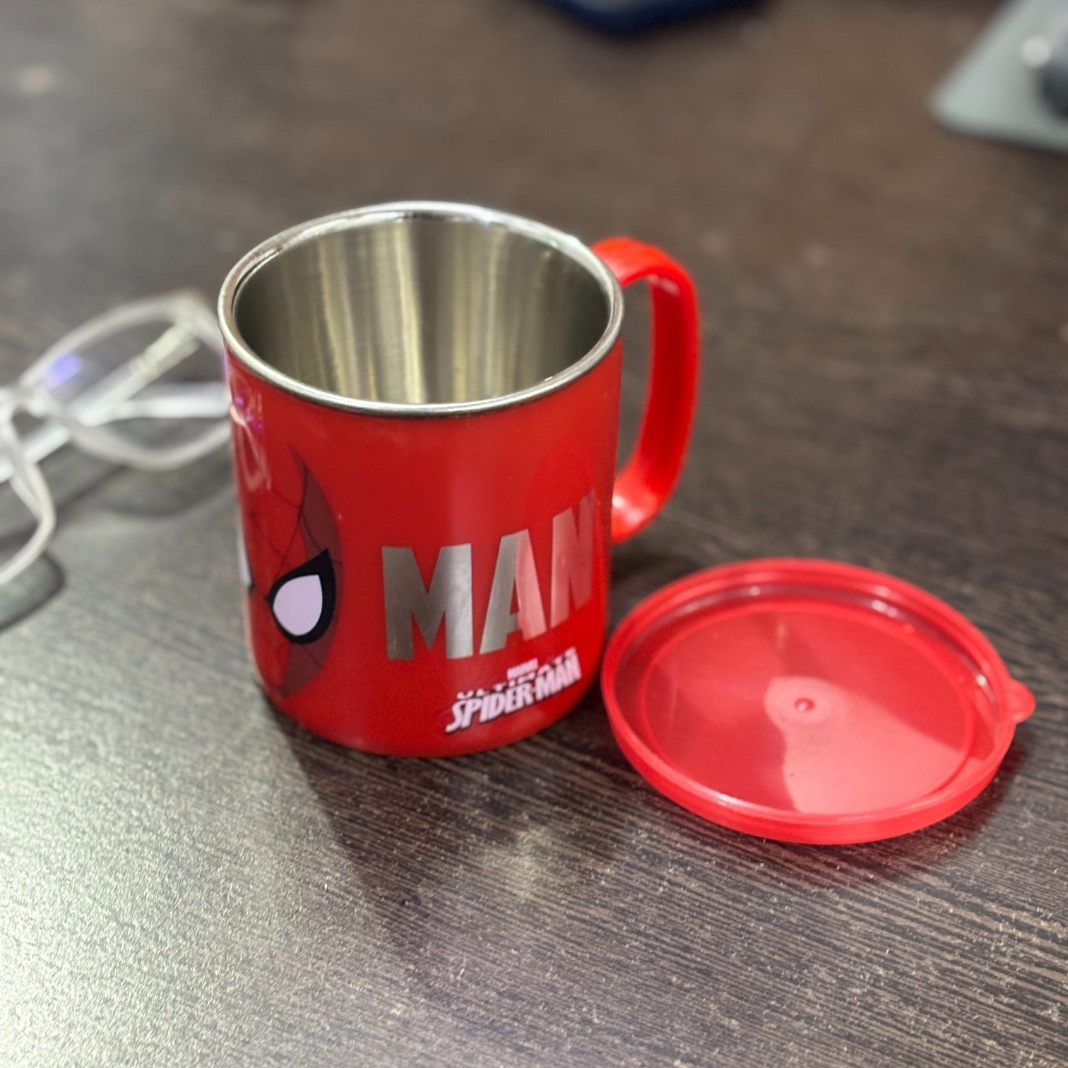 Coffee Mug With Lid | Cute Plastic With Steel Inside | Cartoon Design Mug for Kids | Reusable Drinking Cup for School, Home, Birthday & Return Gifts - 300ml - Apkamart