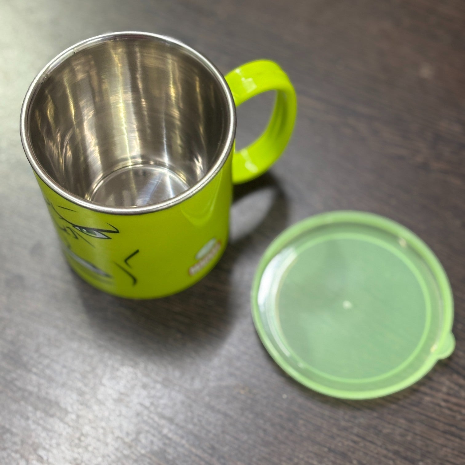 Coffee Mug With Lid | Cute Plastic Mug for Milk & Shakes | Cartoon Design Mug for Kids | Reusable Drinking Cup for School, Home, Birthday & Return Gifts - 300ml - Apkamart