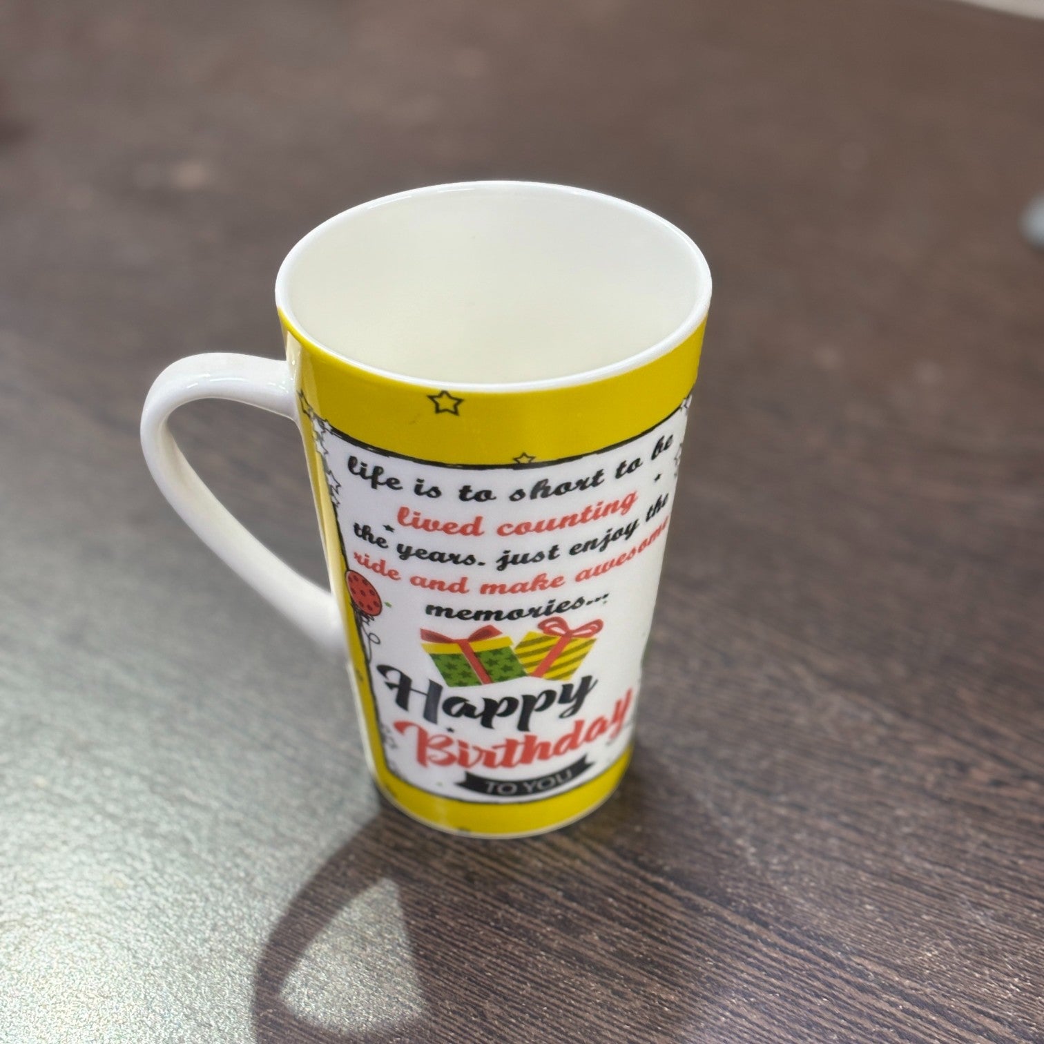 Coffee Mug Happy Birthday Design | Premium Handcrafted Mug for Tea, Coffee & Milk | Stylish & Durable Ceramic Cup for Office, Home & Gifting - 400ml - Apkamart