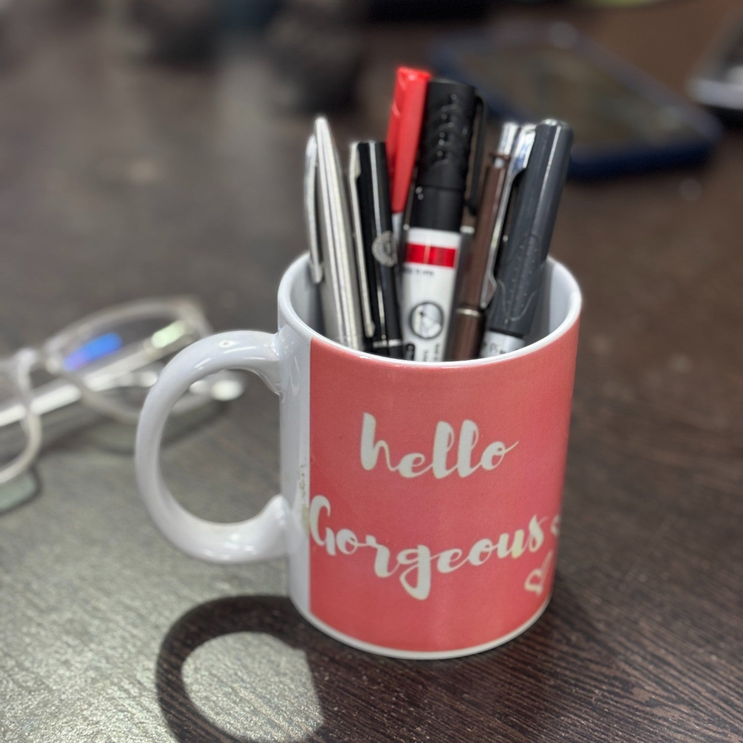 Ceramic Coffee Mug | Hello Gorgeous | Premium Handcrafted Mug for Tea, Coffee & Milk | Stylish & Durable Ceramic Cup for Office, Home & Gifting - 350ml - Apkamart