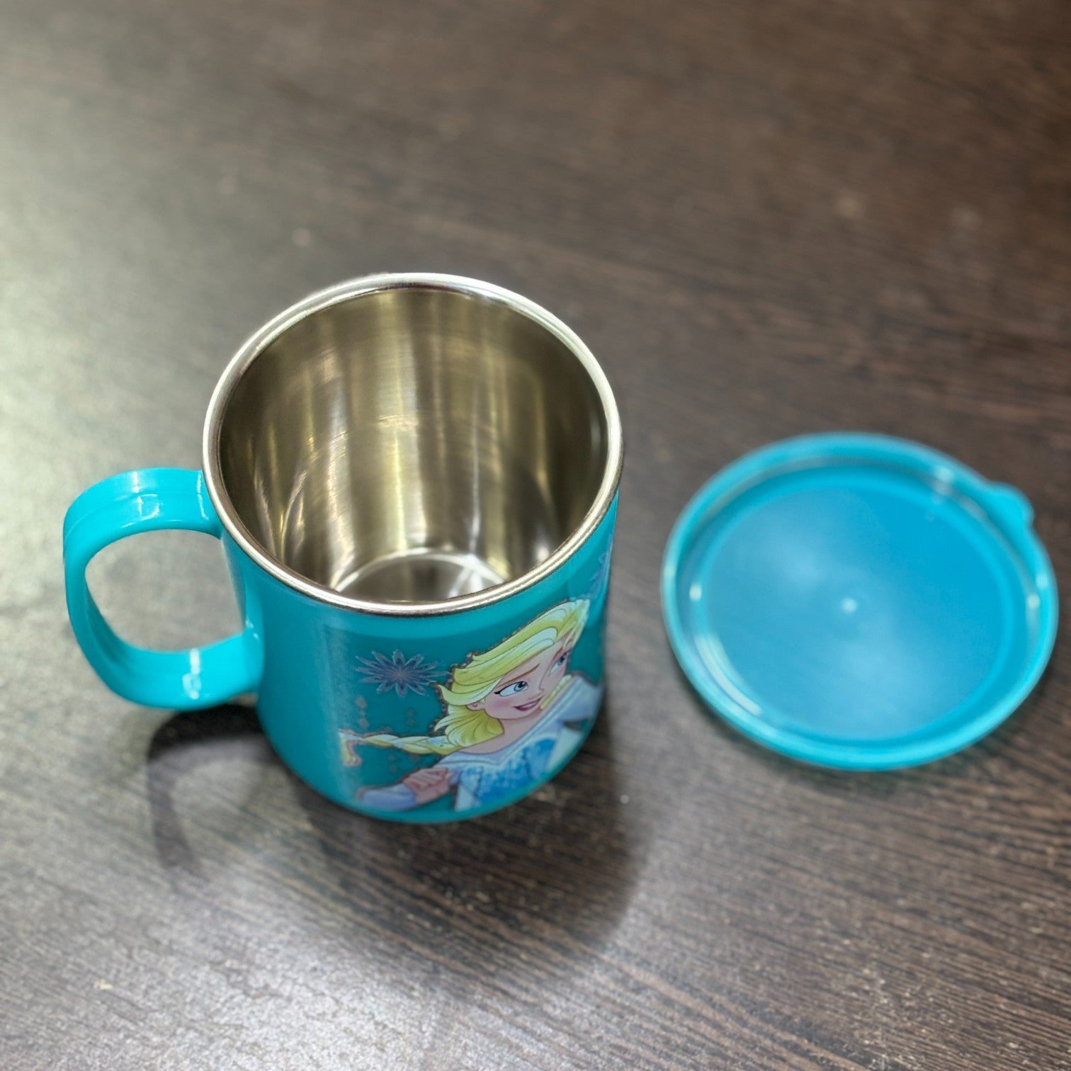 Coffee Mug With Lid | Cute Plastic Mug With Steel Inside | Cartoon Design Mug for Kids | Reusable Drinking Cup for School, Home, Birthday & Return Gifts - 300ml - Apkamart