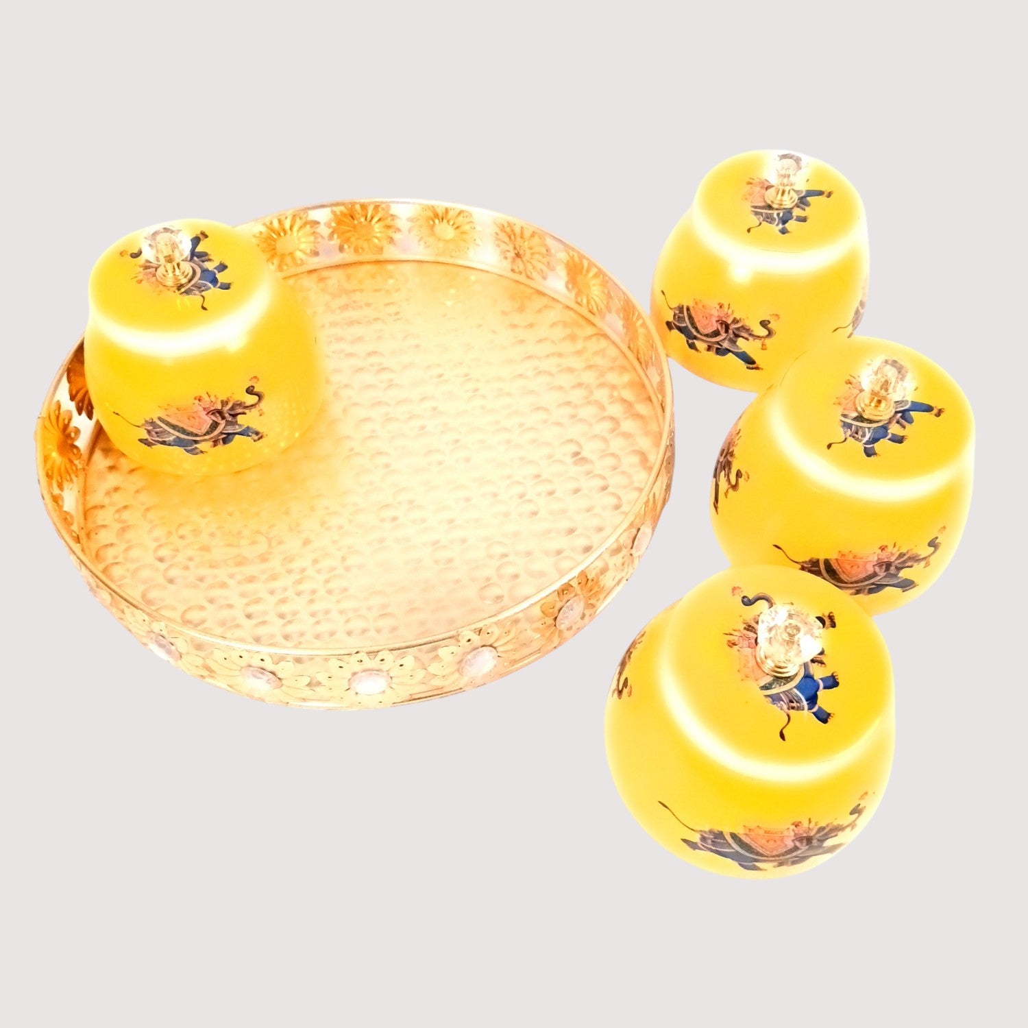 Serving Bowl with Tray | Elephant Handicraft Container | Decorative Showpiece Bowl for Home & Kitchen | Diwali Gift | Traditional Indian Decor - 10 Inch - Apkamart