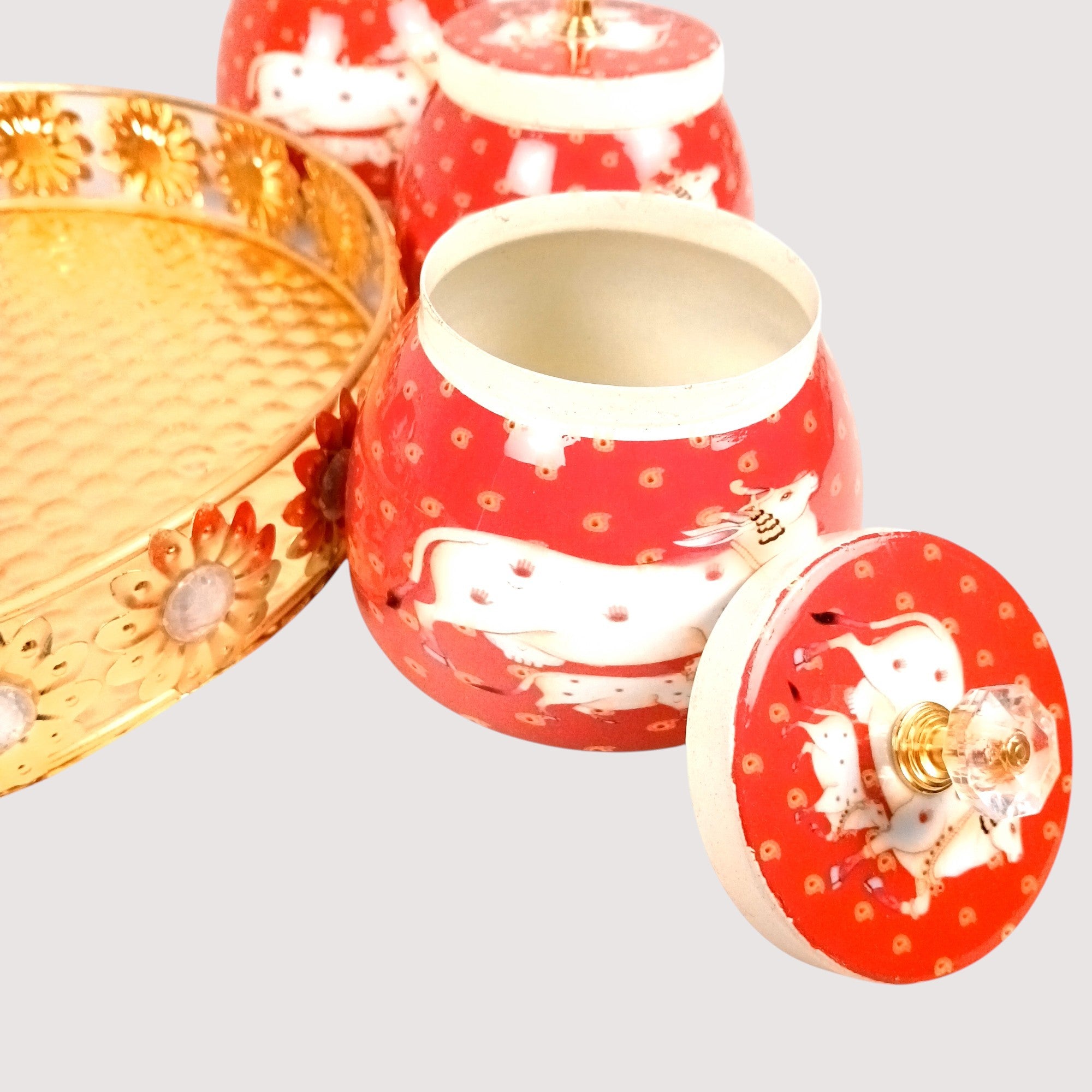 Serving Bowl with Tray | Elephant Handicraft Container | Decorative Showpiece Bowl for Home & Kitchen | Premium Diwali Gift | Traditional Indian Decor - 10 Inch - Apkamart