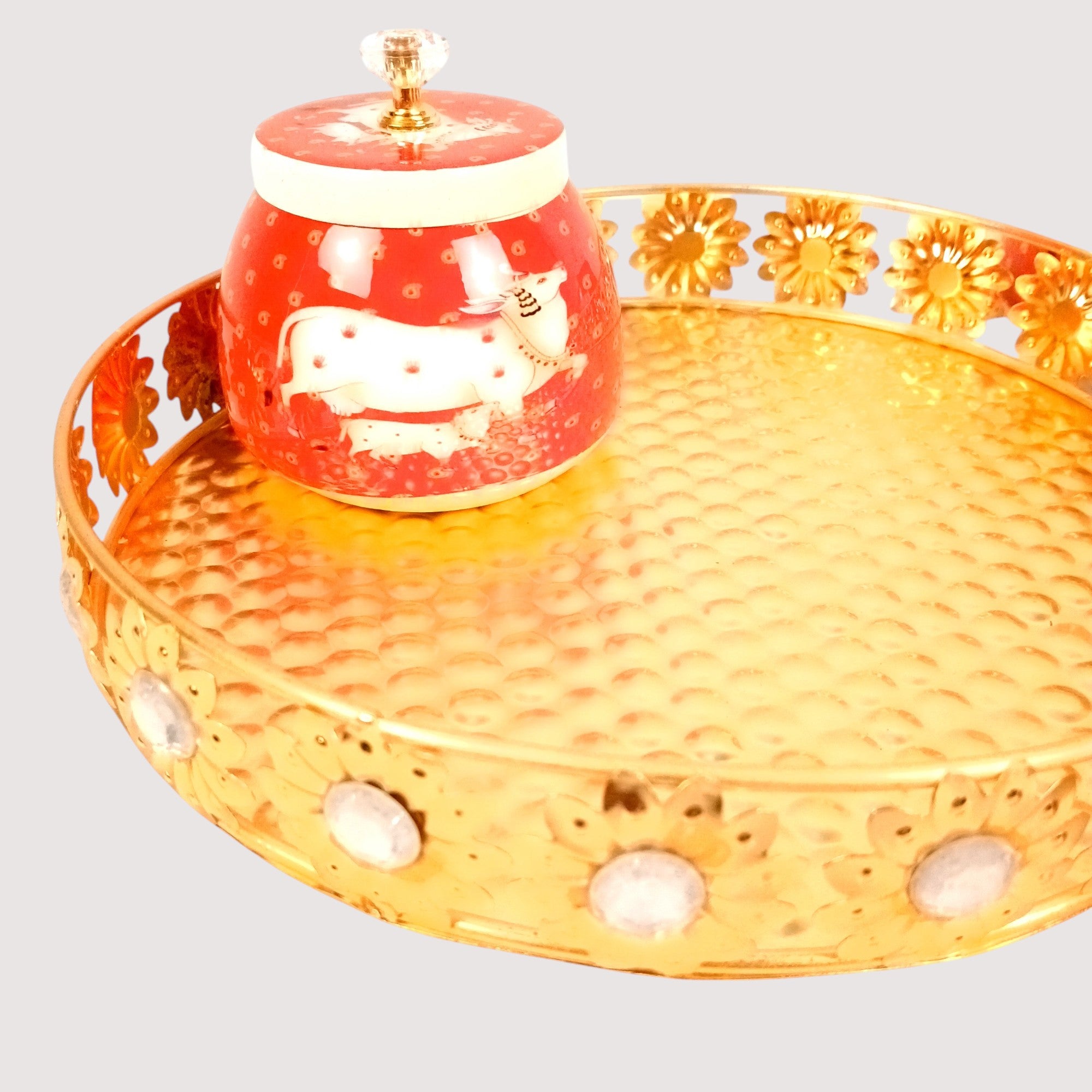 Serving Bowl with Tray | Elephant Handicraft Container | Decorative Showpiece Bowl for Home & Kitchen | Premium Diwali Gift | Traditional Indian Decor - 10 Inch - Apkamart