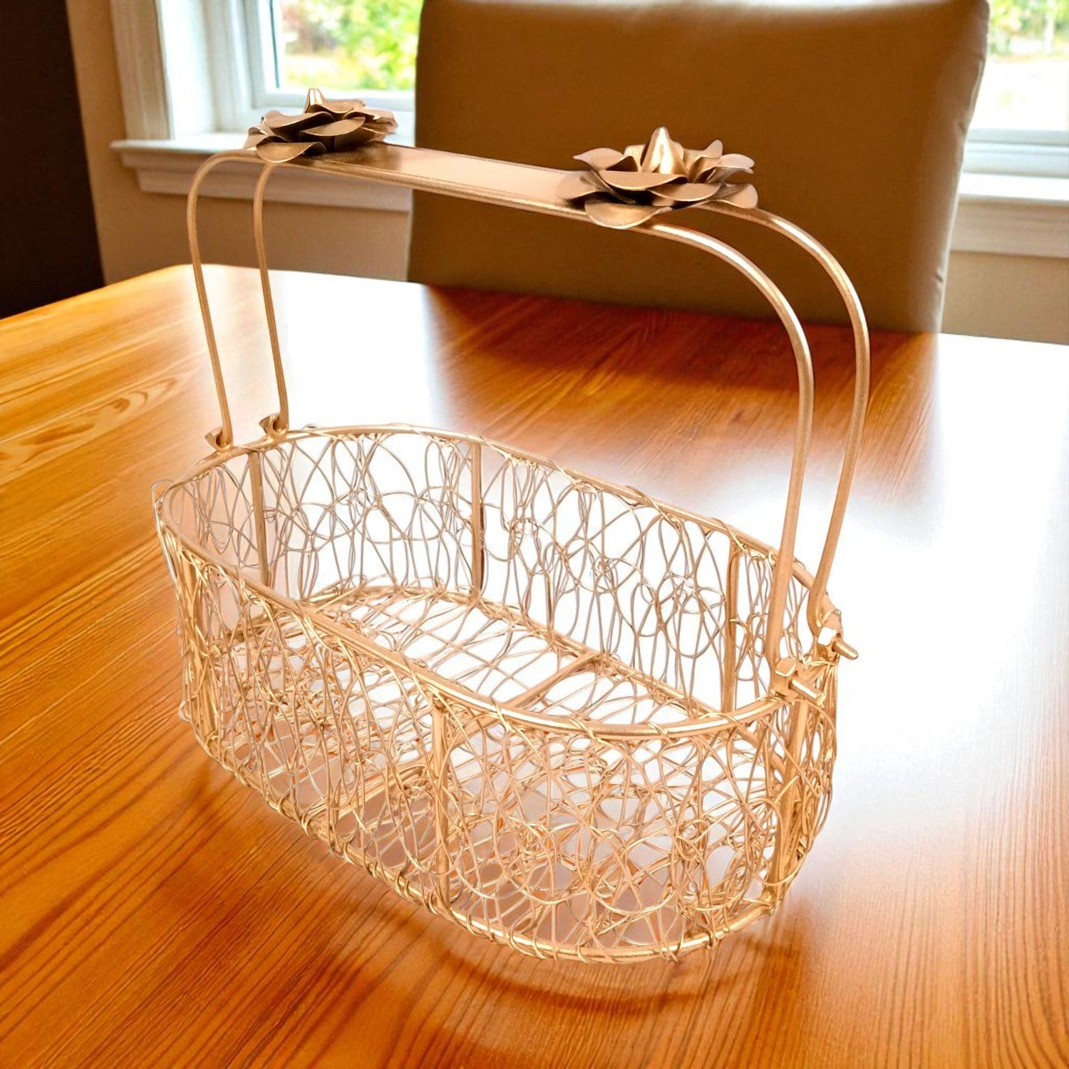 Serving Bowls with Basket | White Handicraft Containers for Kitchen & Home Decor | Premium Showpiece Bowl Set | Gift for Diwali, Housewarming & Dining Table - 9 Inch - Apkamart