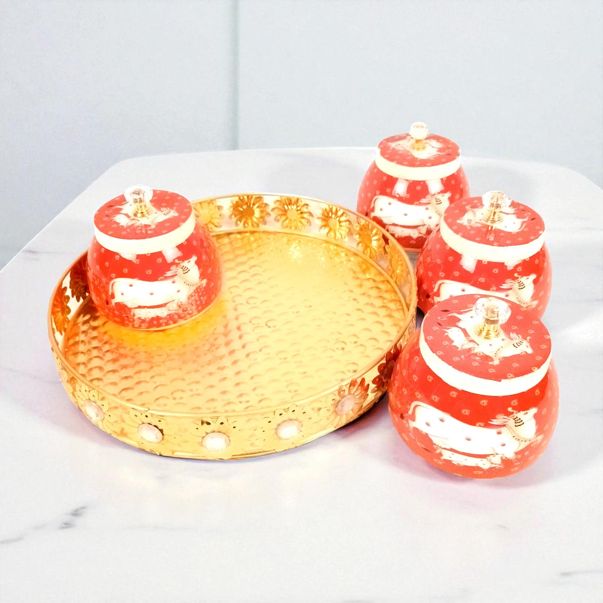 Serving Bowl with Tray | Elephant Handicraft Container | Decorative Showpiece Bowl for Home & Kitchen | Premium Diwali Gift | Traditional Indian Decor - 10 Inch - Apkamart