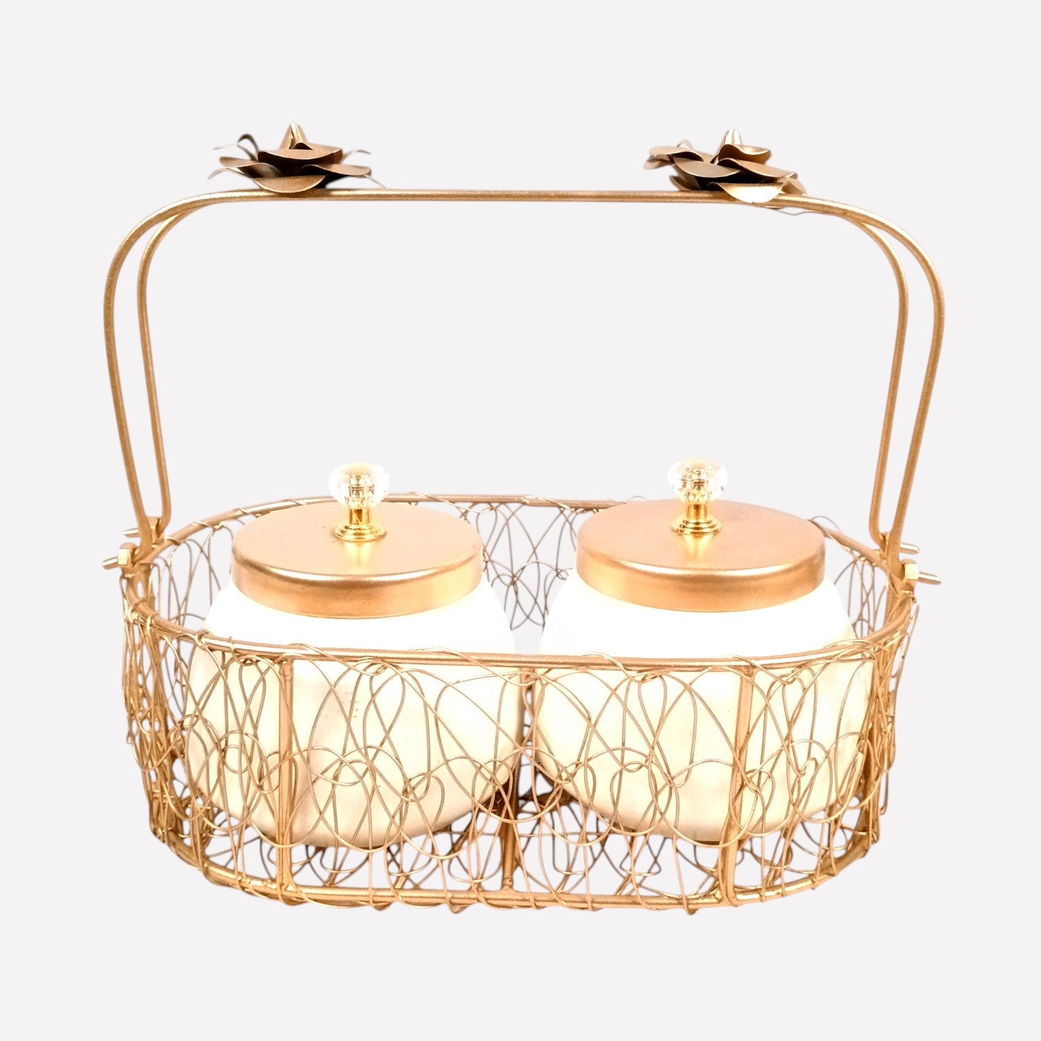 Serving Bowls with Basket | White Handicraft Containers for Kitchen & Home Decor | Premium Showpiece Bowl Set | Gift for Diwali, Housewarming & Dining Table - 9 Inch - Apkamart