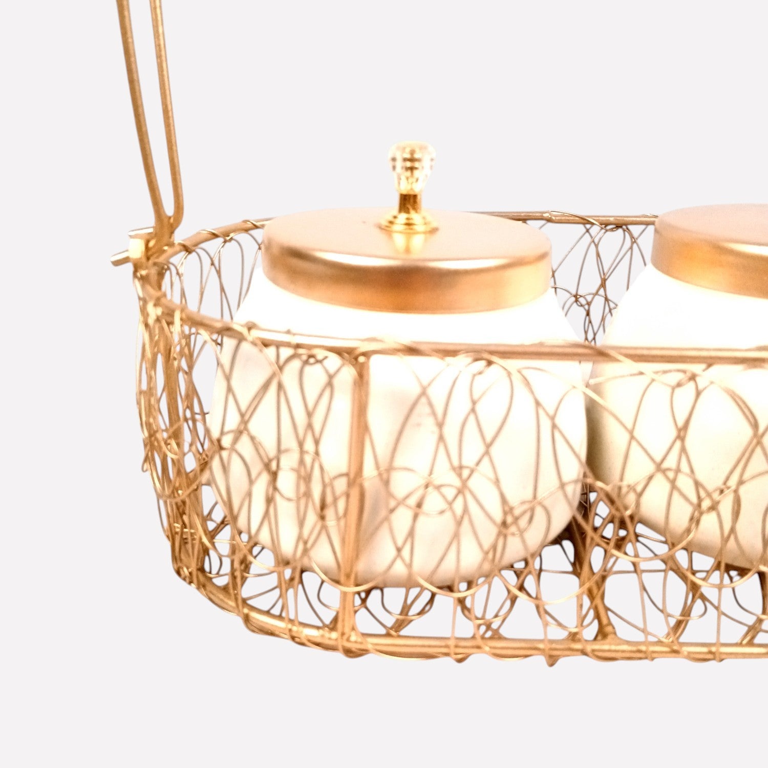 Serving Bowls with Basket | White Handicraft Containers for Kitchen & Home Decor | Premium Showpiece Bowl Set | Gift for Diwali, Housewarming & Dining Table - 9 Inch - Apkamart