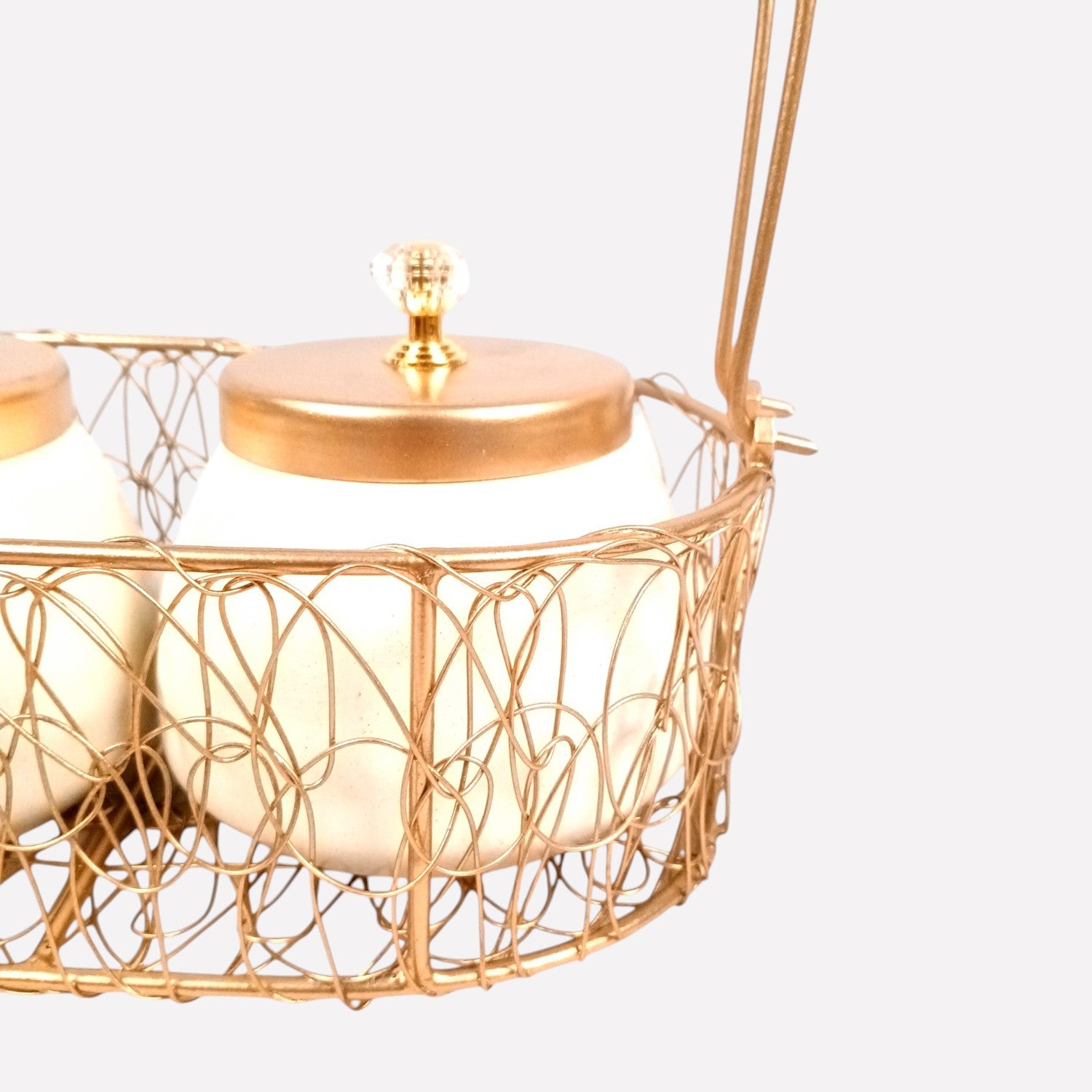 Serving Bowls with Basket | White Handicraft Containers for Kitchen & Home Decor | Premium Showpiece Bowl Set | Gift for Diwali, Housewarming & Dining Table - 9 Inch - Apkamart