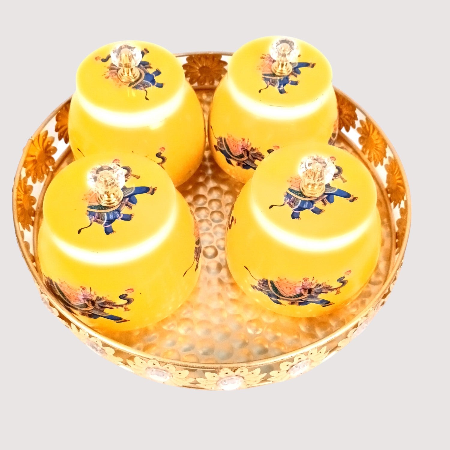 Serving Bowl with Tray | Elephant Handicraft Container | Decorative Showpiece Bowl for Home & Kitchen | Diwali Gift | Traditional Indian Decor - 10 Inch - Apkamart