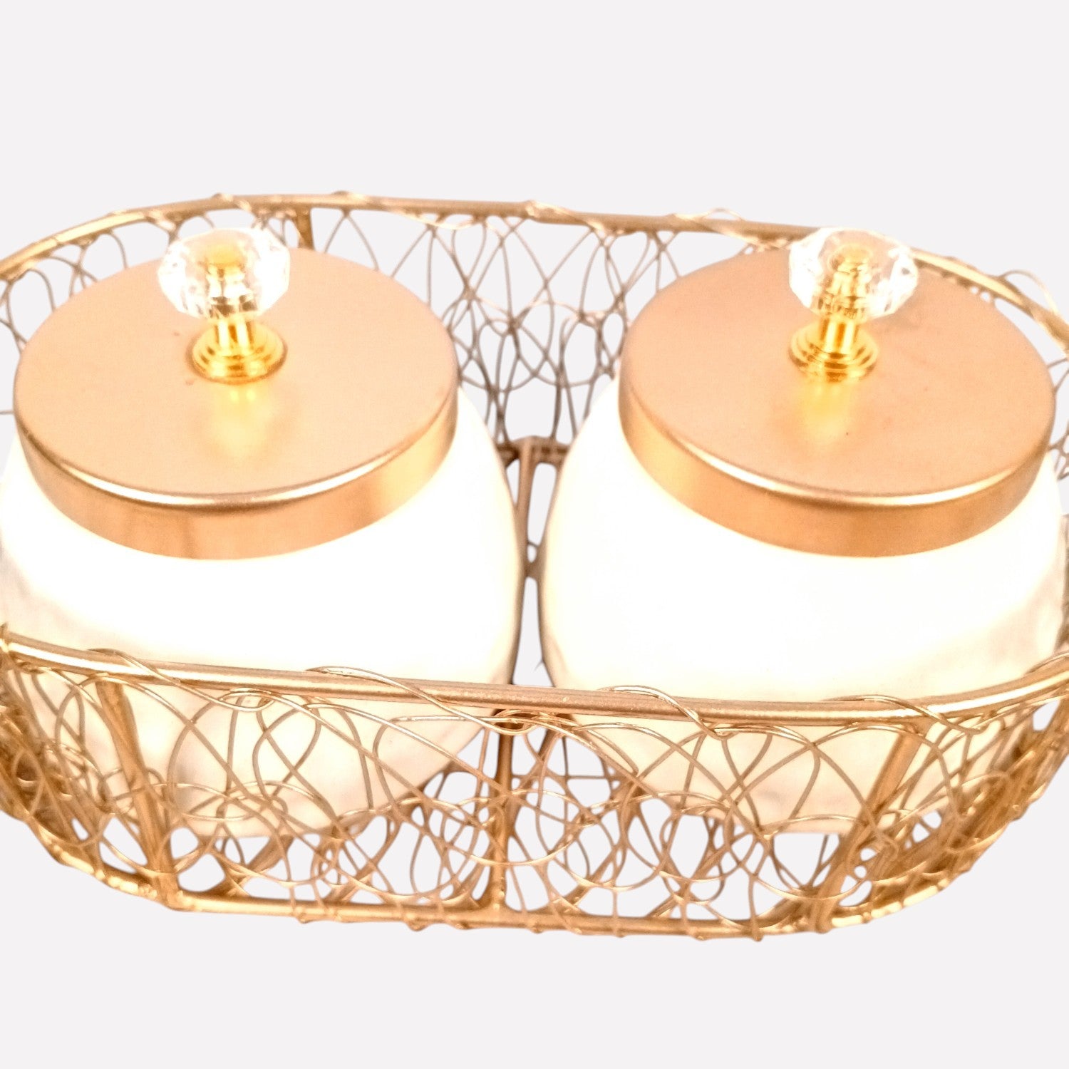 Serving Bowls with Basket | White Handicraft Containers for Kitchen & Home Decor | Premium Showpiece Bowl Set | Gift for Diwali, Housewarming & Dining Table - 9 Inch - Apkamart