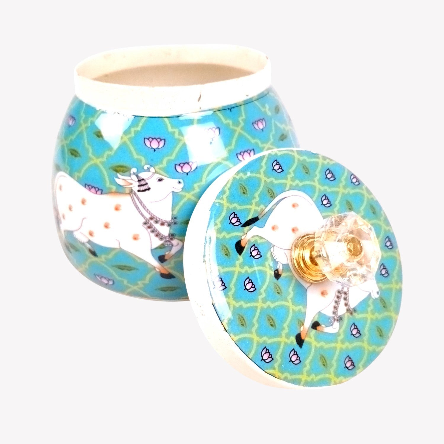 Pichvai Art Green Serving Bowl | Handicraft Multiuse Container | Decorative Kitchen & Home Showpiece | Diwali Gift | Premium Bowl for Gifting & Serving - 4 Inch - Apkamart