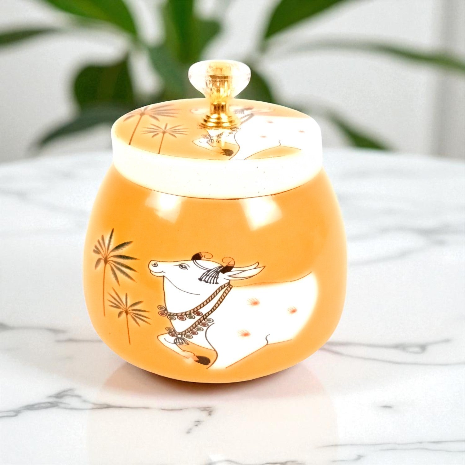 Serving Bowl with Pichwai Art | Handcrafted Decorative Container | Multiuse Kitchen & Home Decor Bowl | Traditional Showpiece | Diwali Gift | Premium Gifting Item - 4 Inch - Apkamart