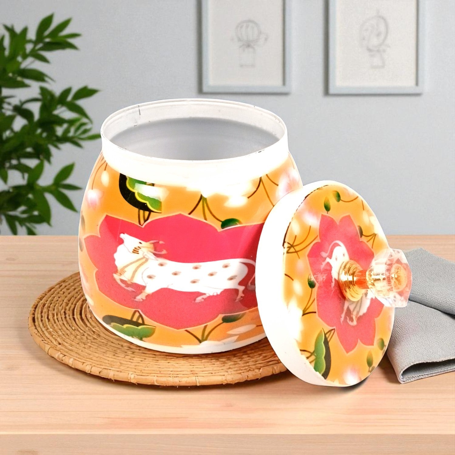 Pichvai Art Serving Bowl | Handicraft Multiuse Container | Decorative Kitchen & Home Showpiece | Diwali Gift | Premium Handcrafted Bowl for Gifting & Serving - 4 Inch - Apkamart