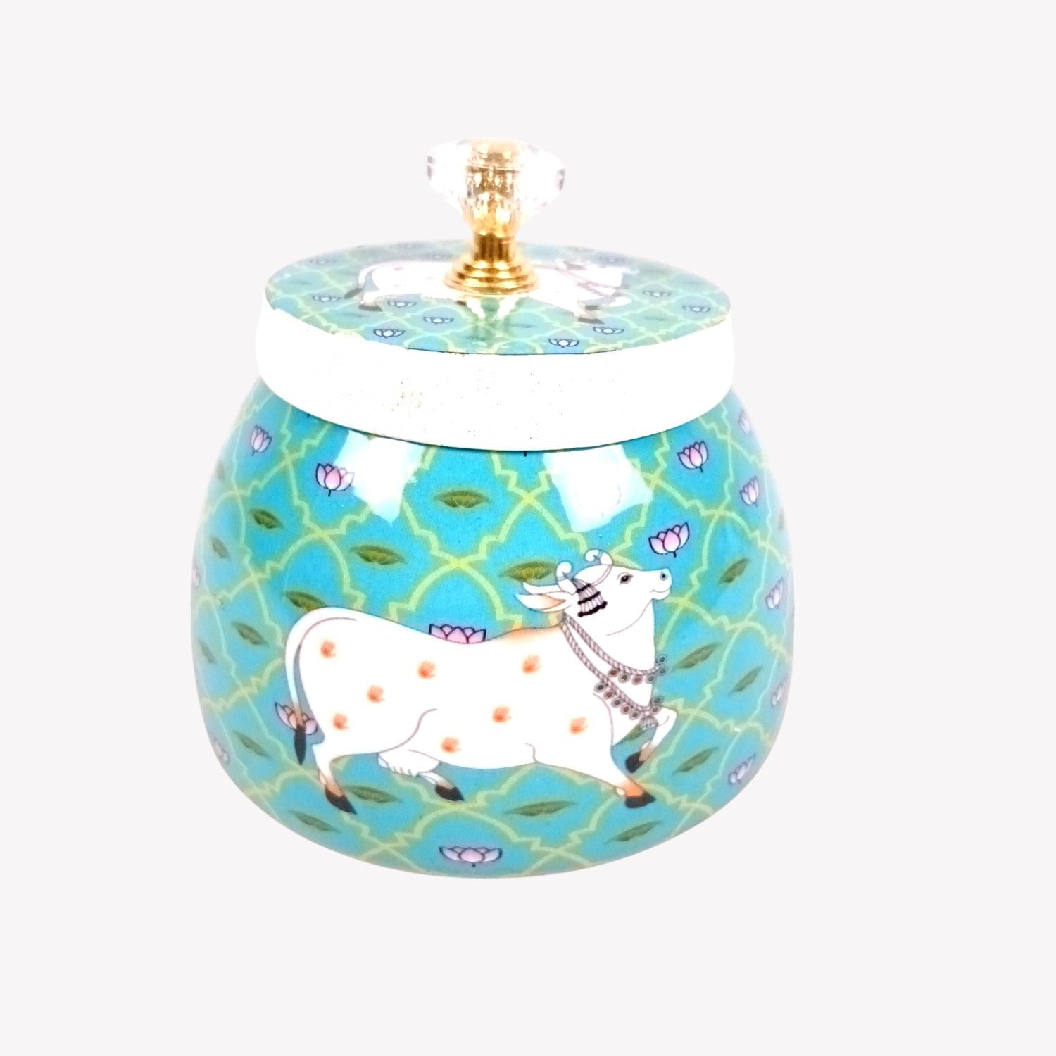 Pichvai Art Green Serving Bowl | Handicraft Multiuse Container | Decorative Kitchen & Home Showpiece | Diwali Gift | Premium Bowl for Gifting & Serving - 4 Inch - Apkamart