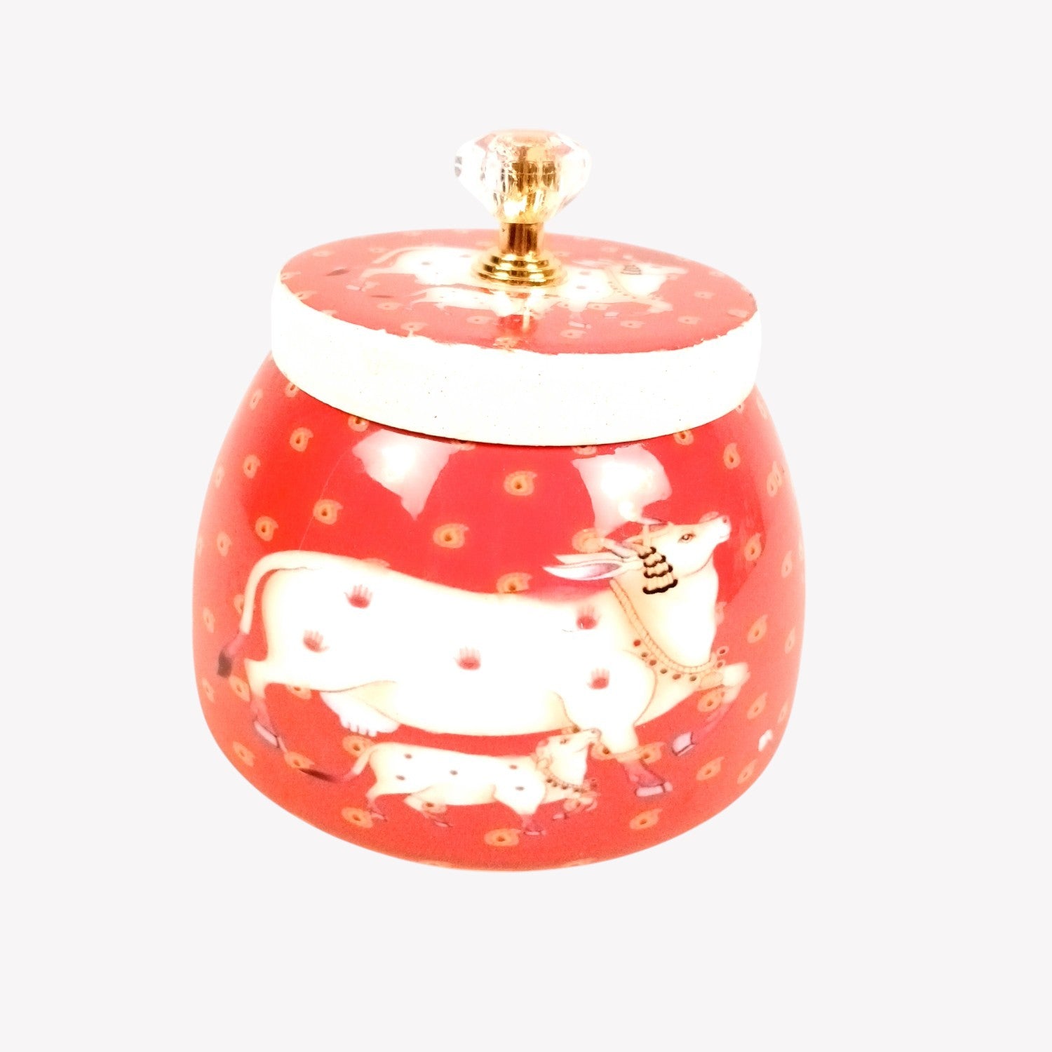 Serving Bowl with Pichwai Art | Handcrafted Decorative Container| Multiuse Kitchen & Home Decor Bowl | Diwali Gift | Premium Gifting Item - 4 Inch