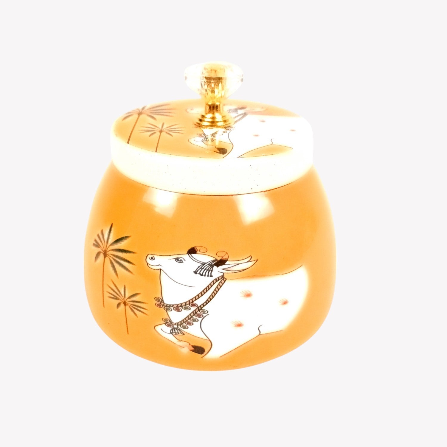 Serving Bowl with Pichwai Art | Handcrafted Decorative Container | Multiuse Kitchen & Home Decor Bowl | Traditional Showpiece | Diwali Gift | Premium Gifting Item - 4 Inch - Apkamart