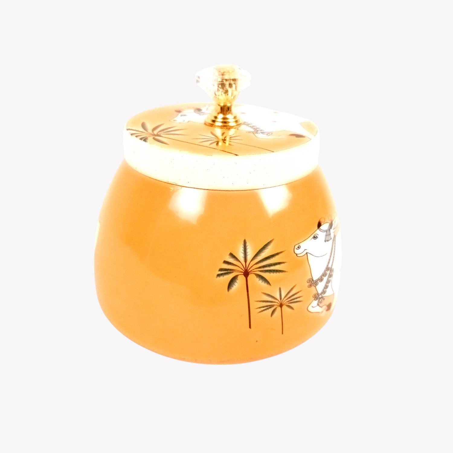 Serving Bowl with Pichwai Art | Handcrafted Decorative Container | Multiuse Kitchen & Home Decor Bowl | Traditional Showpiece | Diwali Gift | Premium Gifting Item - 4 Inch - Apkamart