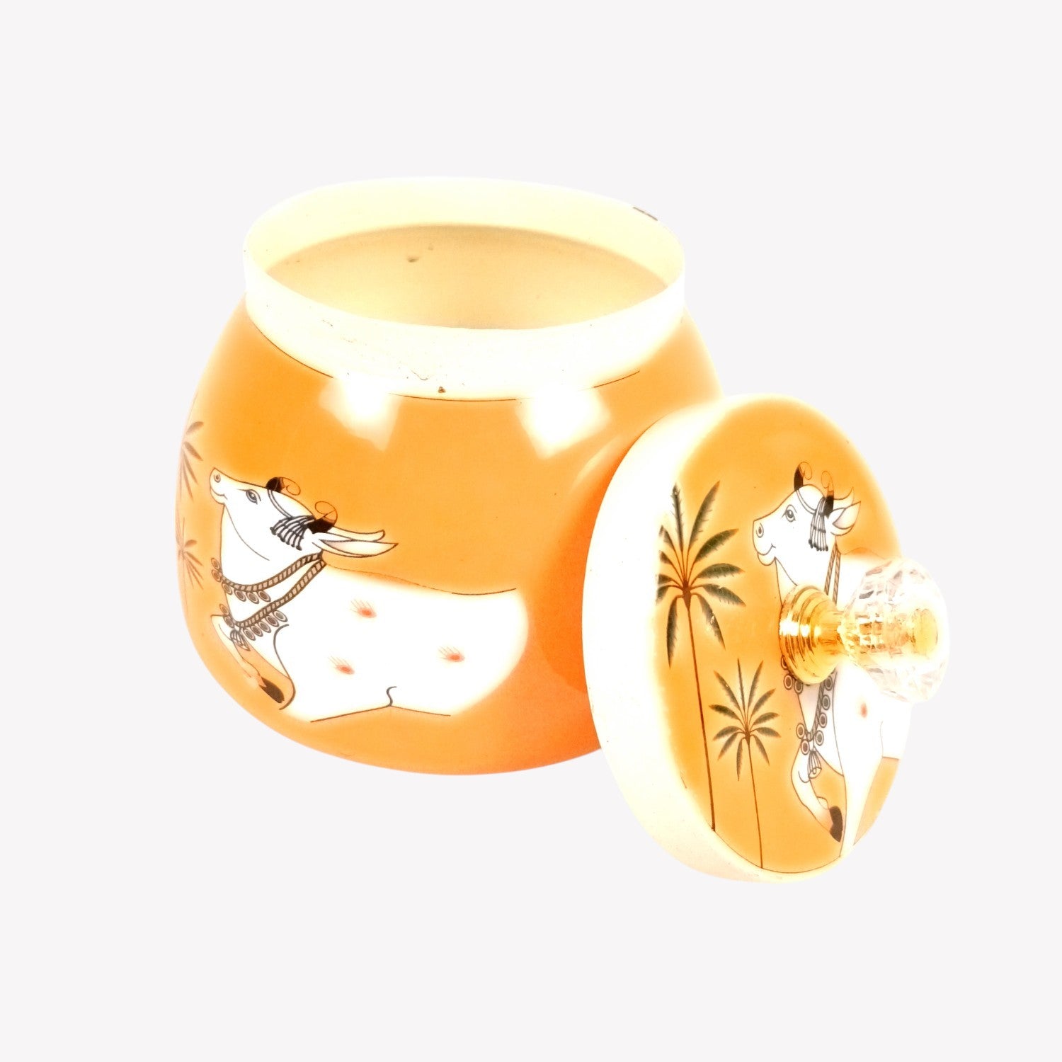 Serving Bowl with Pichwai Art | Handcrafted Decorative Container | Multiuse Kitchen & Home Decor Bowl | Traditional Showpiece | Diwali Gift | Premium Gifting Item - 4 Inch - Apkamart