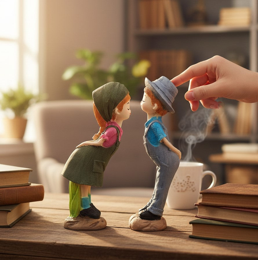 Romantic Couple Showpiece Set | Love Figurine Decorative Sculpture for Home Decor & Living Room | Valentine, Anniversary & Wedding Gift for Her & Him - 7 Inch (Set Of 2) - Apkamart