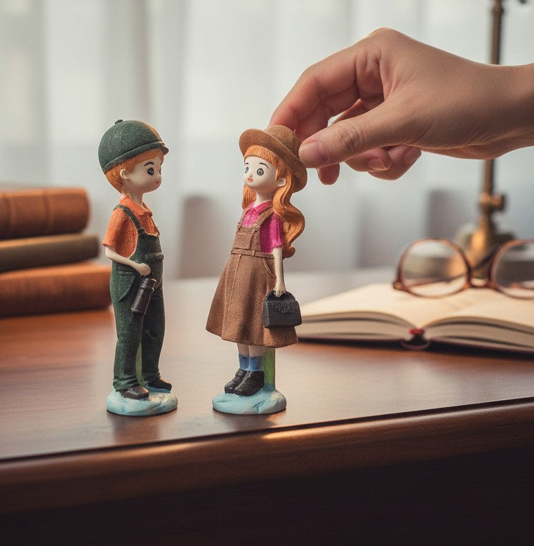 Romantic Couple Showpiece Set | Love Figurine Decorative Sculpture for Home Decor & Living Room | Romantic Figurine for Living Room, Bedroom & Gifting - 7 Inch (Set of 2) - Apkamart