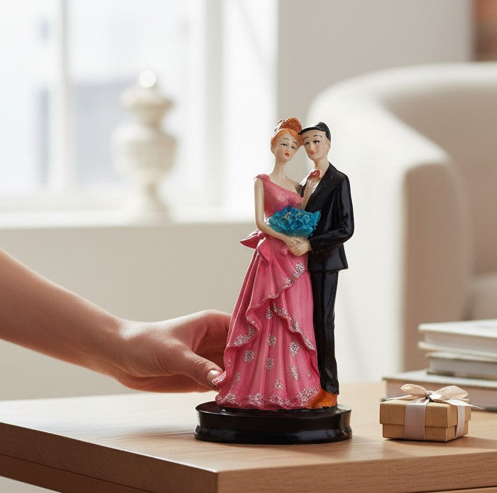 Romantic Couple Showpiece | Love Figurine Decorative Sculpture for Home Décor & Living Room | Valentine, Anniversary & Wedding Gift for Her & Him - 9 Inch - Apkamart