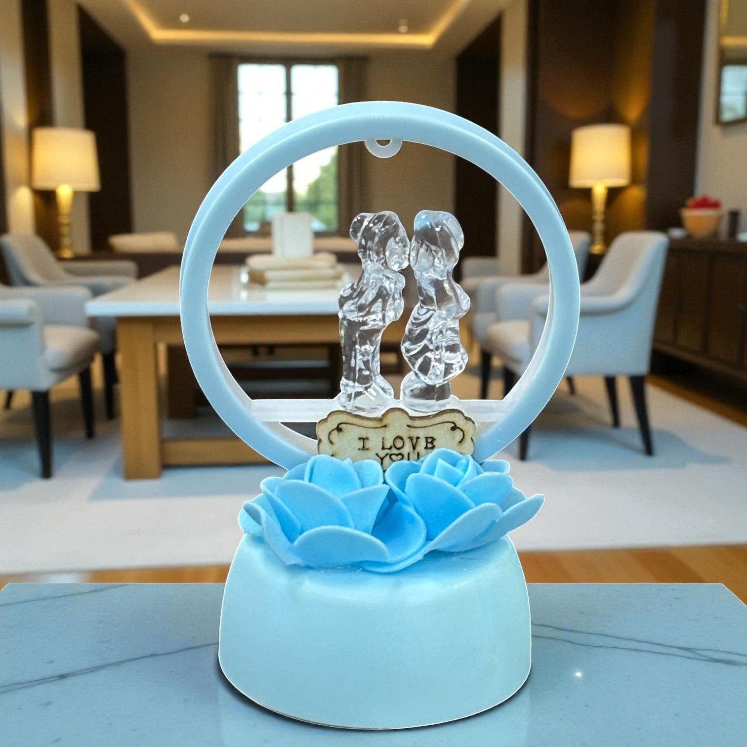 Romantic Couple Showpiece with LED Light | Decorative Love Figurine for Bedroom & Living Room Décor | Valentine, Anniversary & Wedding Gift for Couples - 6 Inch - Apkamart #Style_Design 1