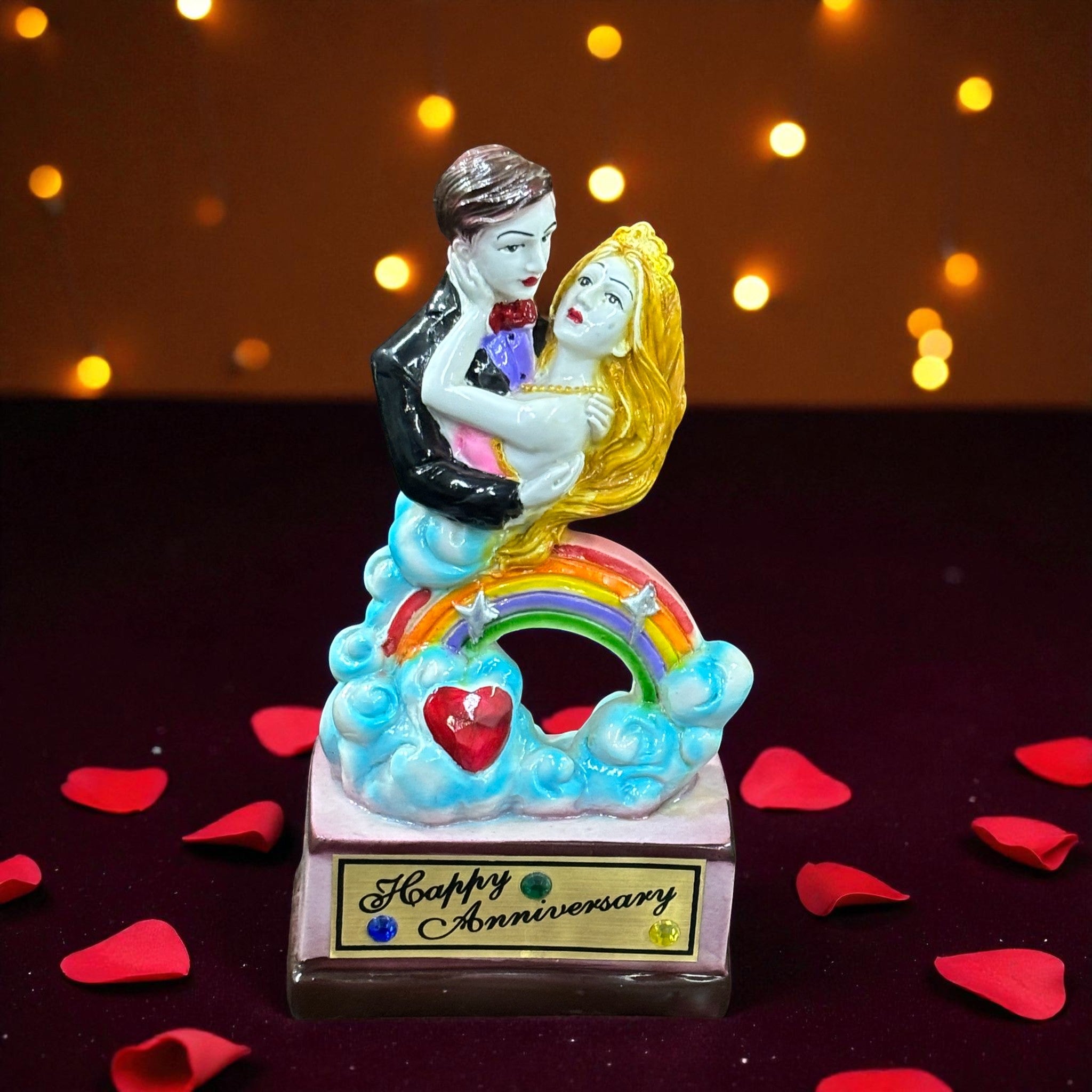 Couple Showpiece | Romantic Love Sculpture | Elegant Home Decor Gift for Living Room, Bedroom, Anniversary & Valentine’s Day - 9 Inch - Apkamart