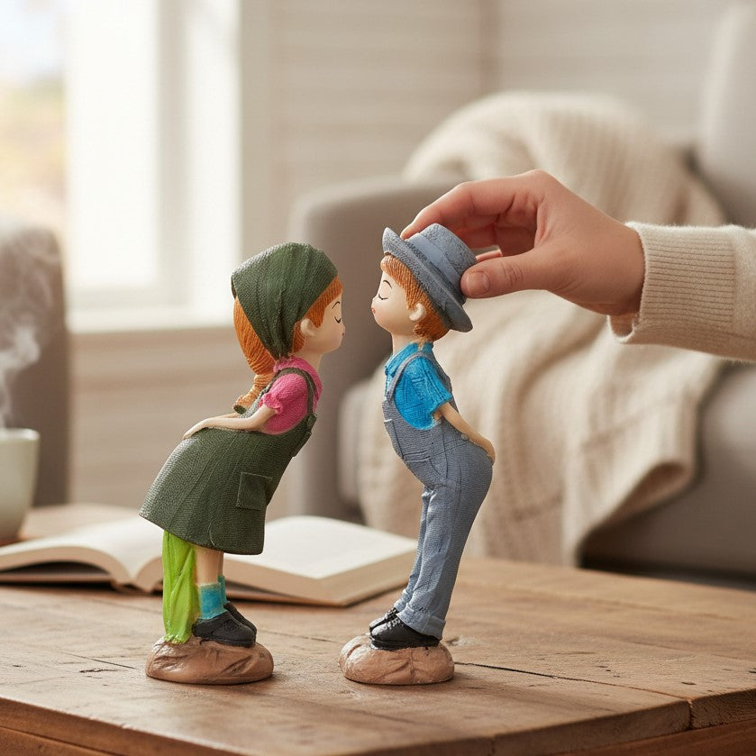 Romantic Couple Showpiece Set | Love Figurine Decorative Sculpture for Home Decor & Living Room | Valentine, Anniversary & Wedding Gift for Her & Him - 7 Inch (Set Of 2) - Apkamart