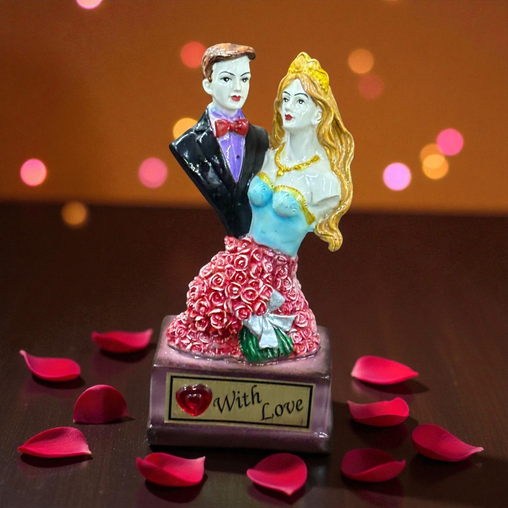 Romantic Couple Showpiece | Love Figurine for Home Decor | Elegant Sculpture for Bedroom, Living Room & Gift for Anniversary, Wedding or Valentine’s Day - 10 Inch - Apkamart