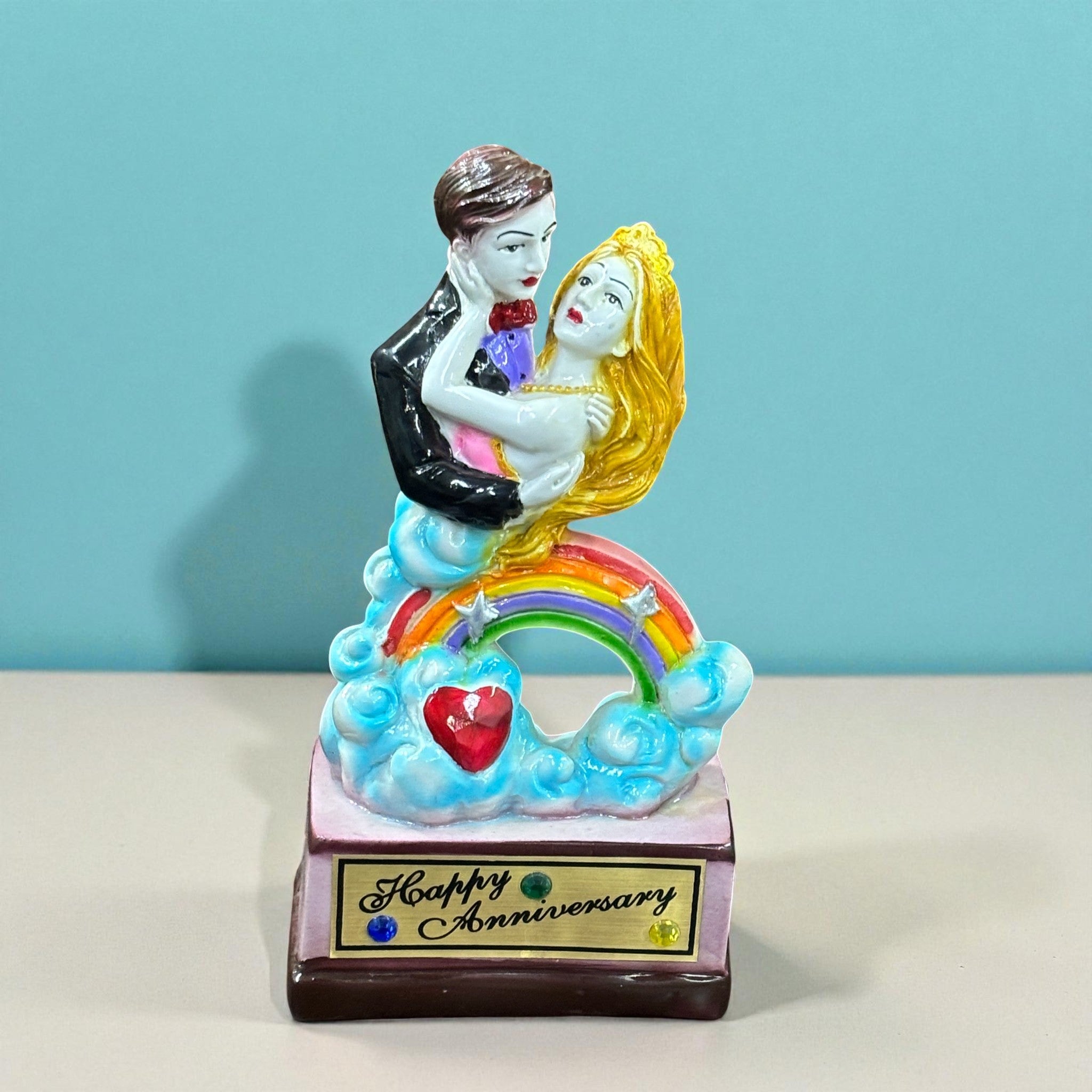 Couple Showpiece | Romantic Love Sculpture | Elegant Home Decor Gift for Living Room, Bedroom, Anniversary & Valentine’s Day - 9 Inch - Apkamart