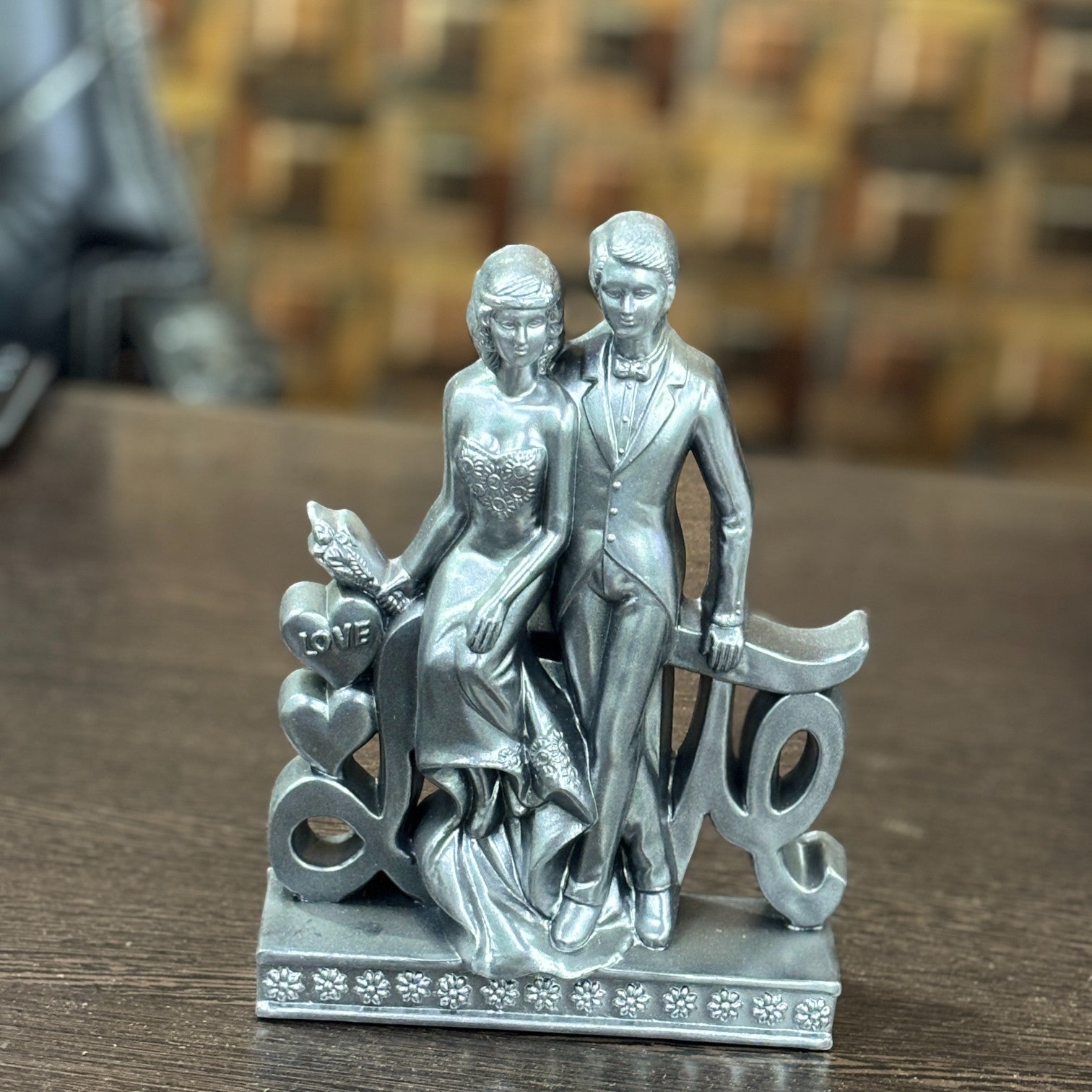 Romantic Couple Showpiece | Romantic Love Figurine | Decorative Plastic Sculpture for Home Decor & Living Room | Perfect Gift for Valentine, Anniversary & Wedding - 9 Inch - Apkamart
