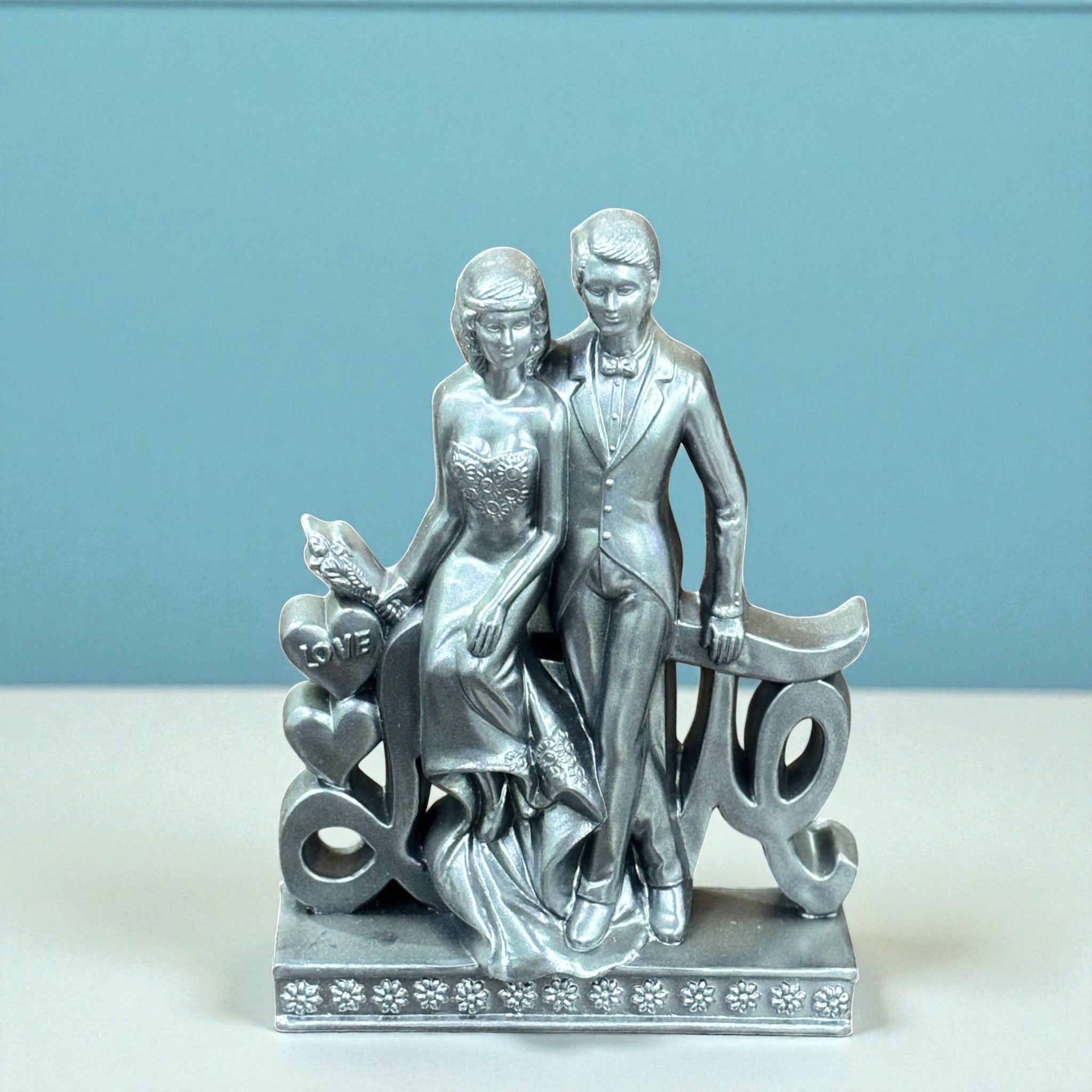 Romantic Couple Showpiece | Romantic Love Figurine | Decorative Plastic Sculpture for Home Decor & Living Room | Perfect Gift for Valentine, Anniversary & Wedding - 9 Inch - Apkamart