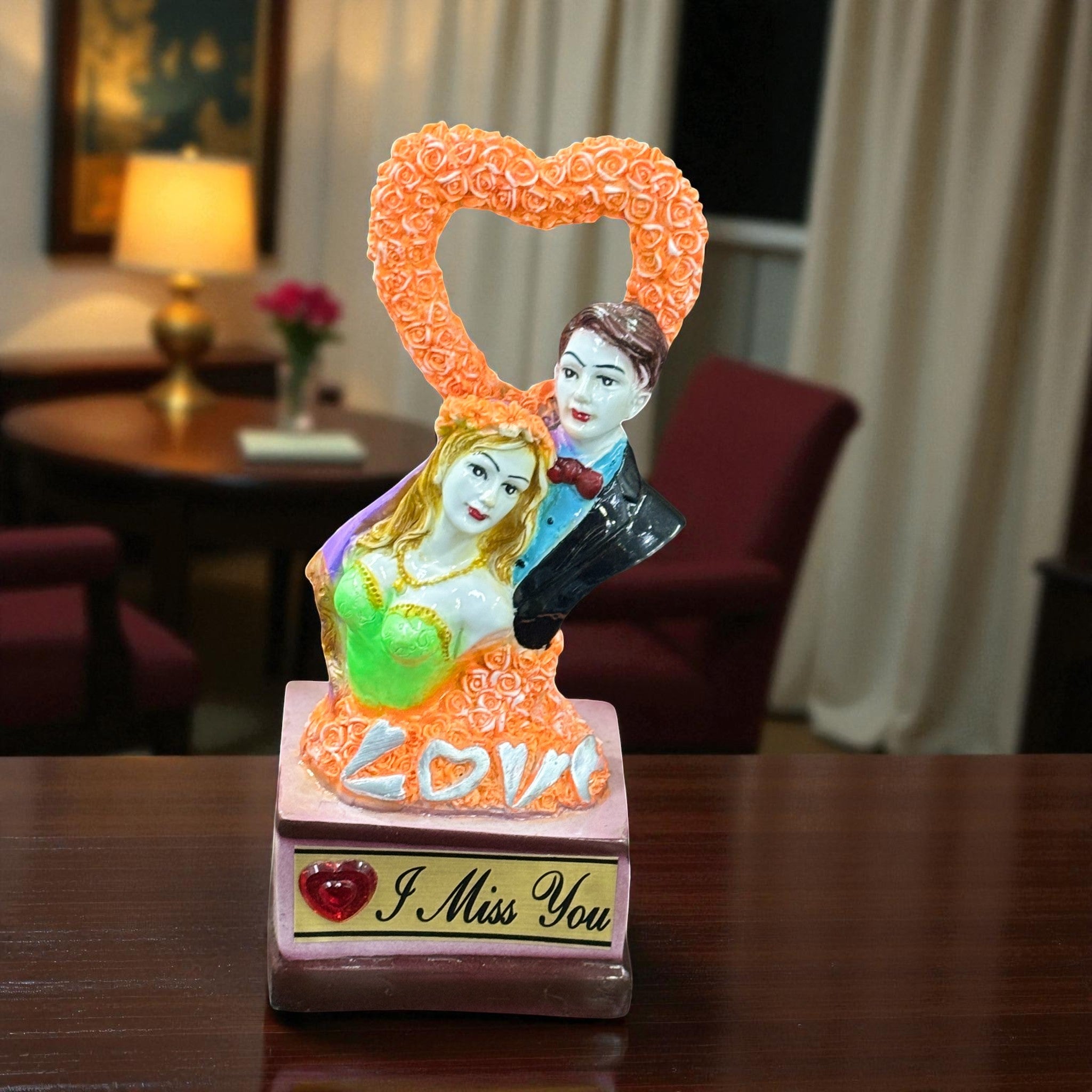 Beautiful Couple Showpiece | Romantic Love Resin Statue for Bedroom & Living Room Décor | Ideal Gift for Valentine, Wedding & Anniversary - 9 Inch - Apkamart