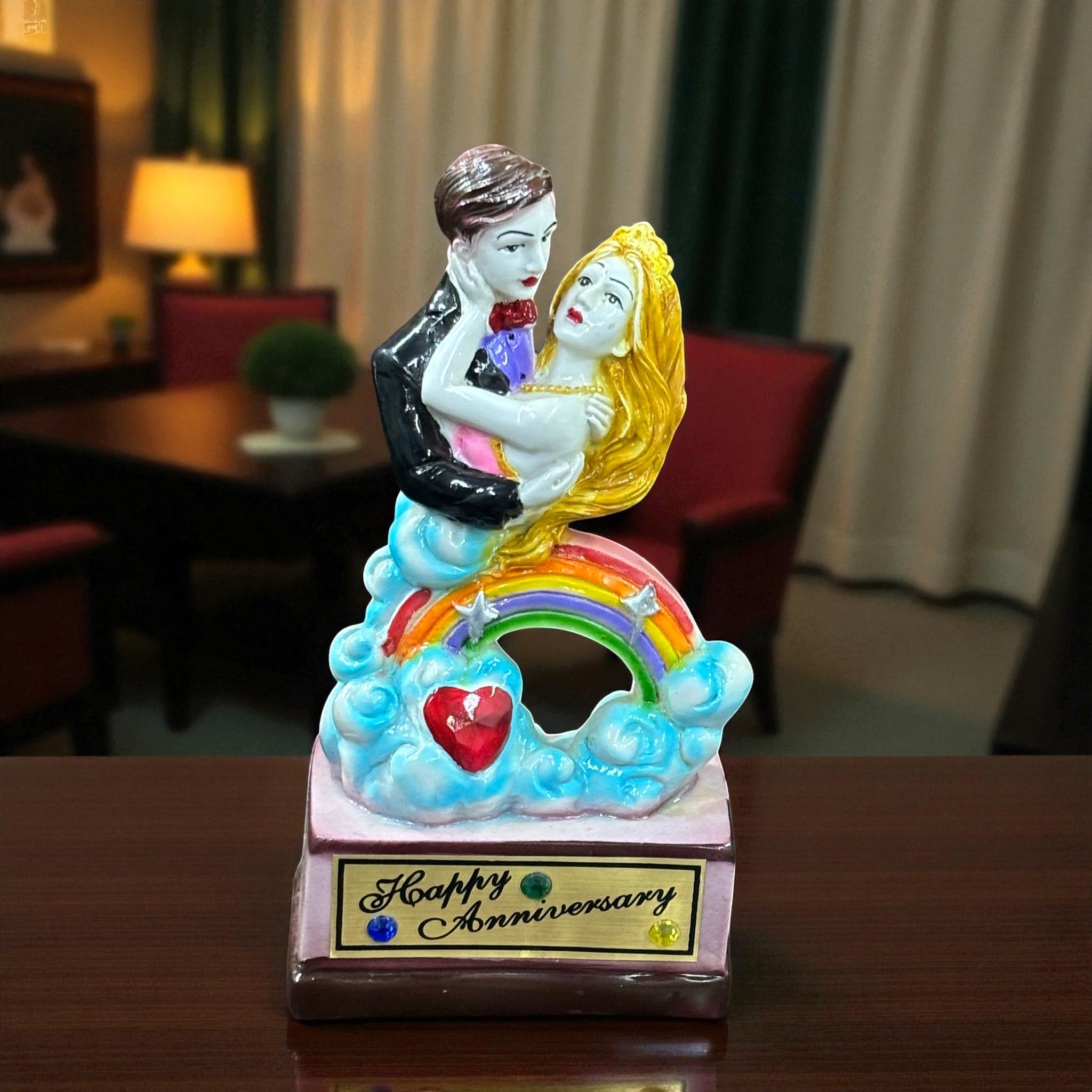 Couple Showpiece | Romantic Love Sculpture | Elegant Home Decor Gift for Living Room, Bedroom, Anniversary & Valentine’s Day - 9 Inch - Apkamart