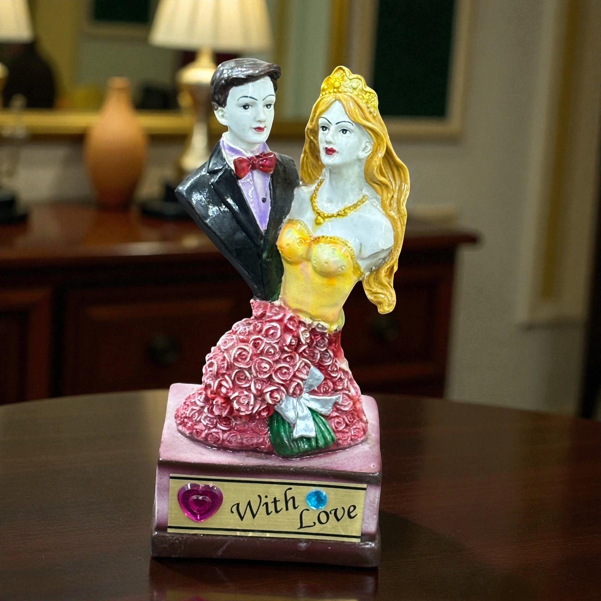 Couple Figurine Showpiece | Romantic Resin Sculpture | Perfect Decorative Gift for Anniversary, Wedding, Valentine’s Day & Home Decor - 10 Inch - Apkamart