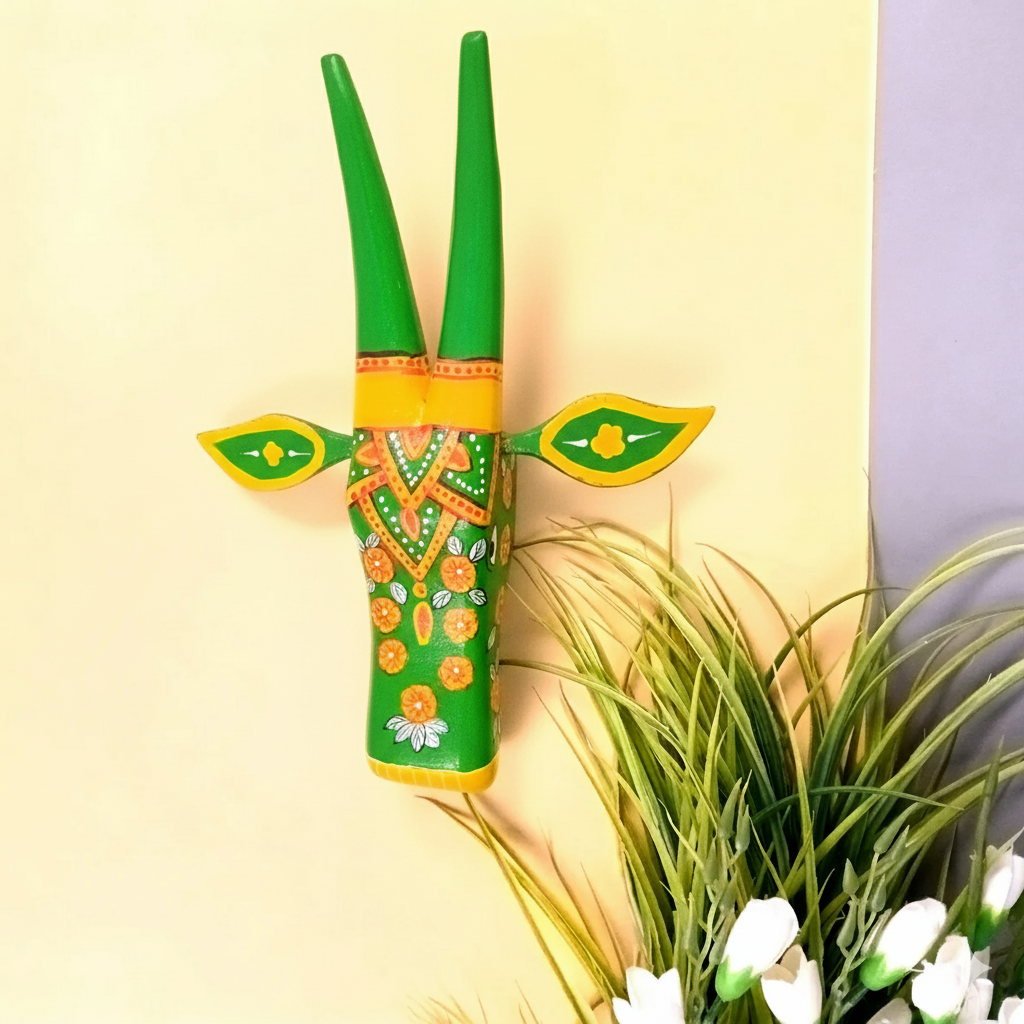 Cow Head Wall Hanging | Handcrafted Wall Decor | Traditional Vastu Wall Art for Happiness, Positivity & Home Decoration - 13 Inch - Apkamart