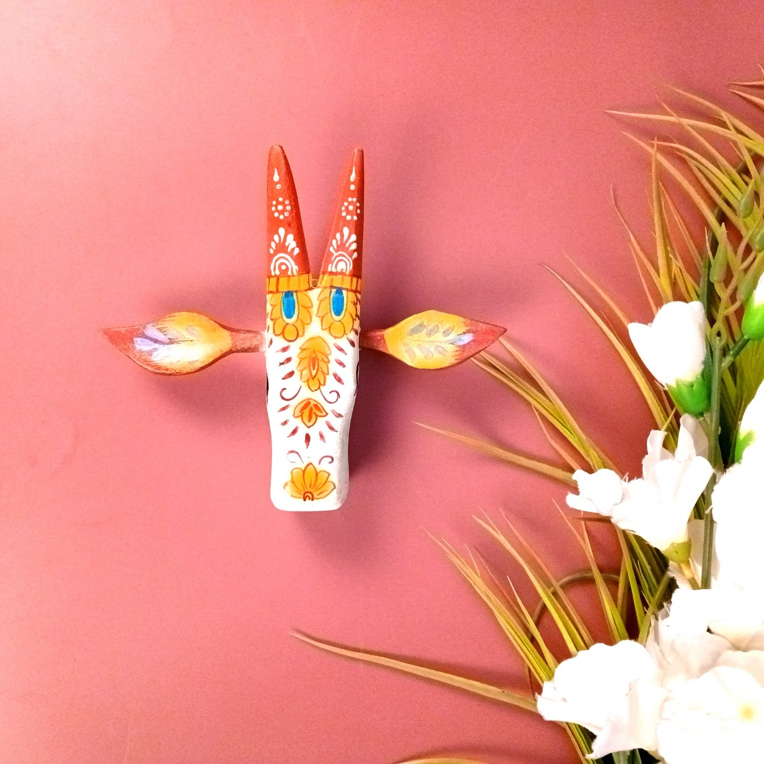 Cow Head Wall Hanging | Decorative Home Decor Showpiece for Living Room, Bedroom & Entrance | Traditional Shubh Wall Art for Positive Vibes - 6 Inch - Apkamart