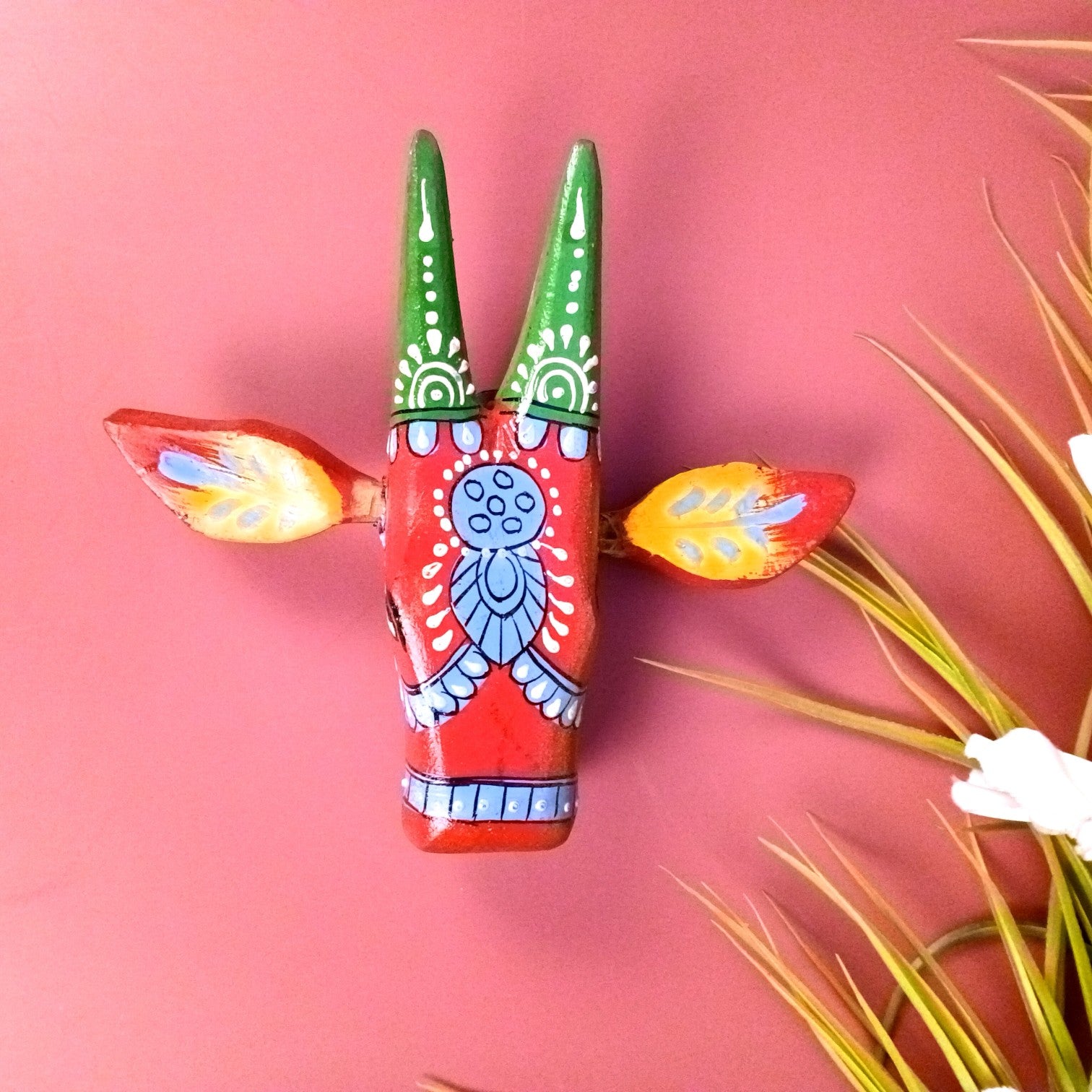 Cow Head Wall Hanging | Decorative Home Decor Showpiece for Living Room, Bedroom & Entrance | Traditional Shubh Wall Art for Positive Vibes - 6 Inch - Apkamart