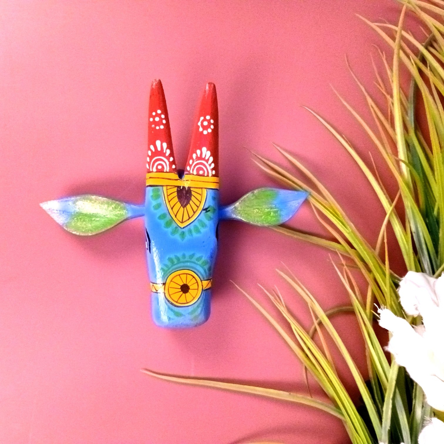 Cow Head Wall Hanging | Decorative Home Decor Showpiece for Living Room, Bedroom & Entrance | Traditional Shubh Wall Art for Positive Vibes - 6 Inch - Apkamart