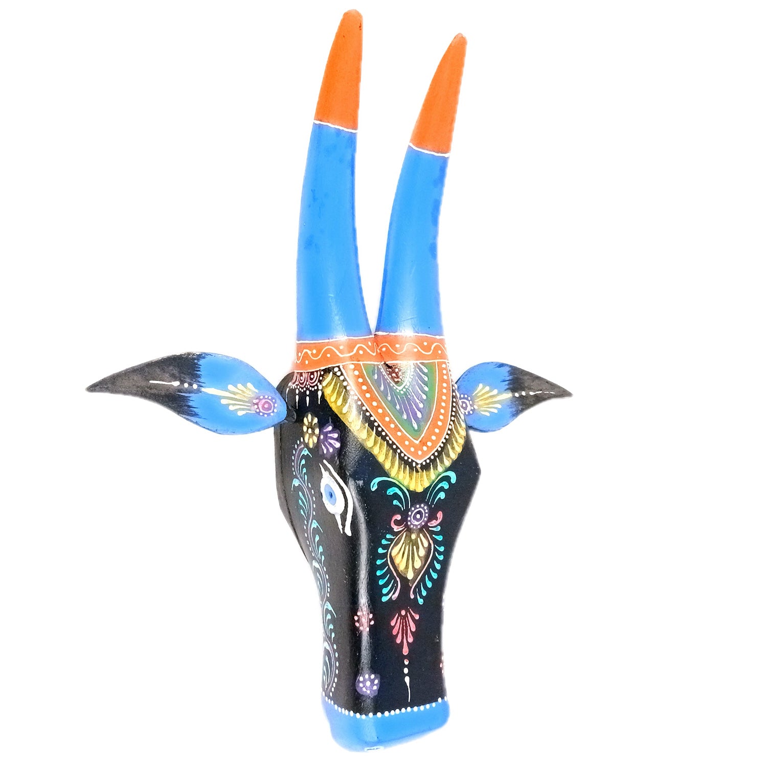 Wooden Cow Head Wall Hanging | Nandi Bull face Wall Decor - For Home, Living Room, Entrance, Puja Room & Gifts - 16 Inch - Apkamart