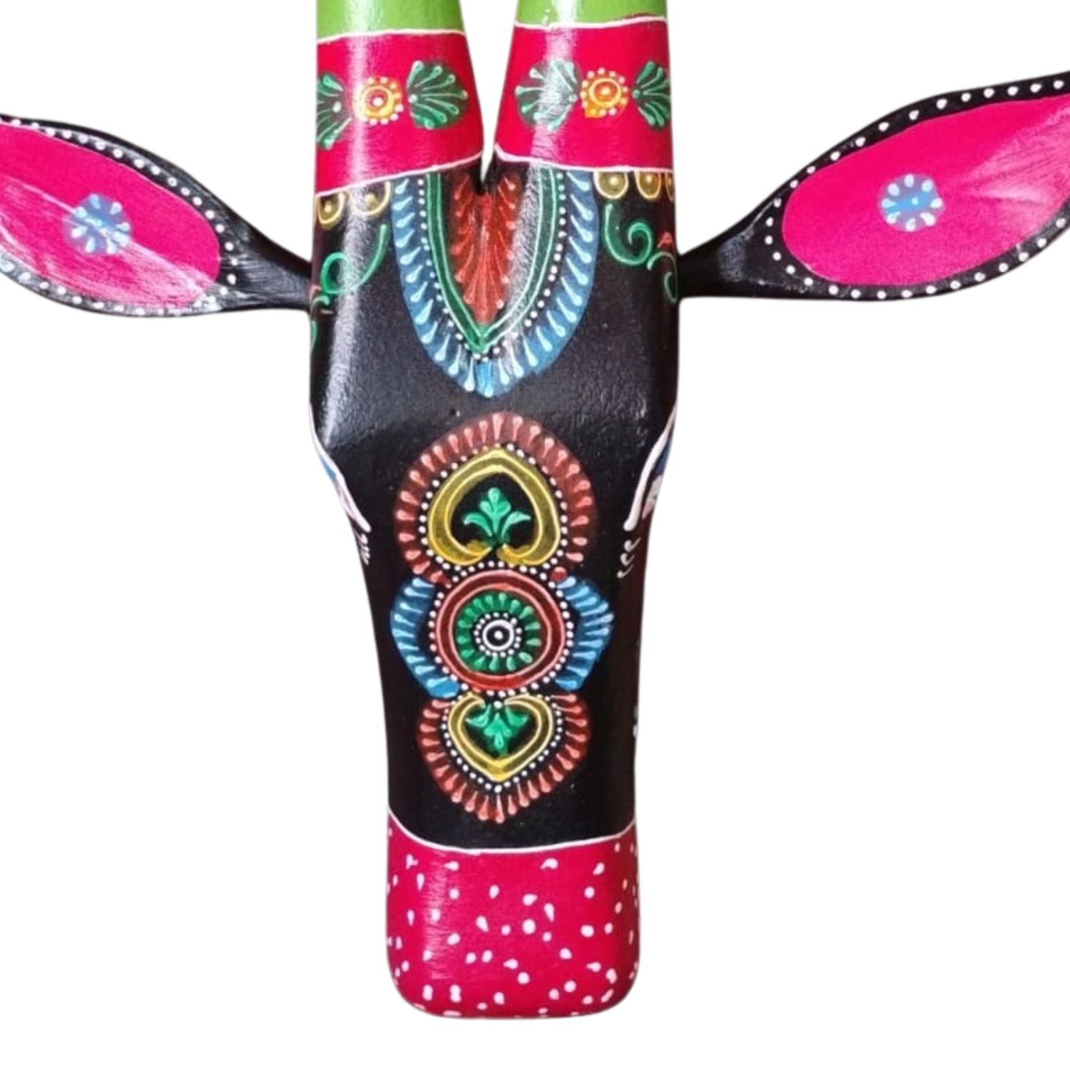 Wooden Cow Head Wall Hanging | Nandi Bull face Wall Decor - For Home, Entrance, Puja Room & Gifts - 16 Inch - Apkamart